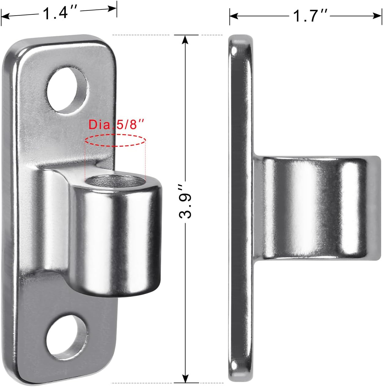 2Pcs Cast Gate Hinges, 304 Stainless Steel Wall Mount Gate Hinge for Farm Gate, Chain Link Fence Gate Hinge One-Piece with Non-Weld Gate Hinge Heavy Duty, Fit 5/8'' Fence Post Hinge image number 4