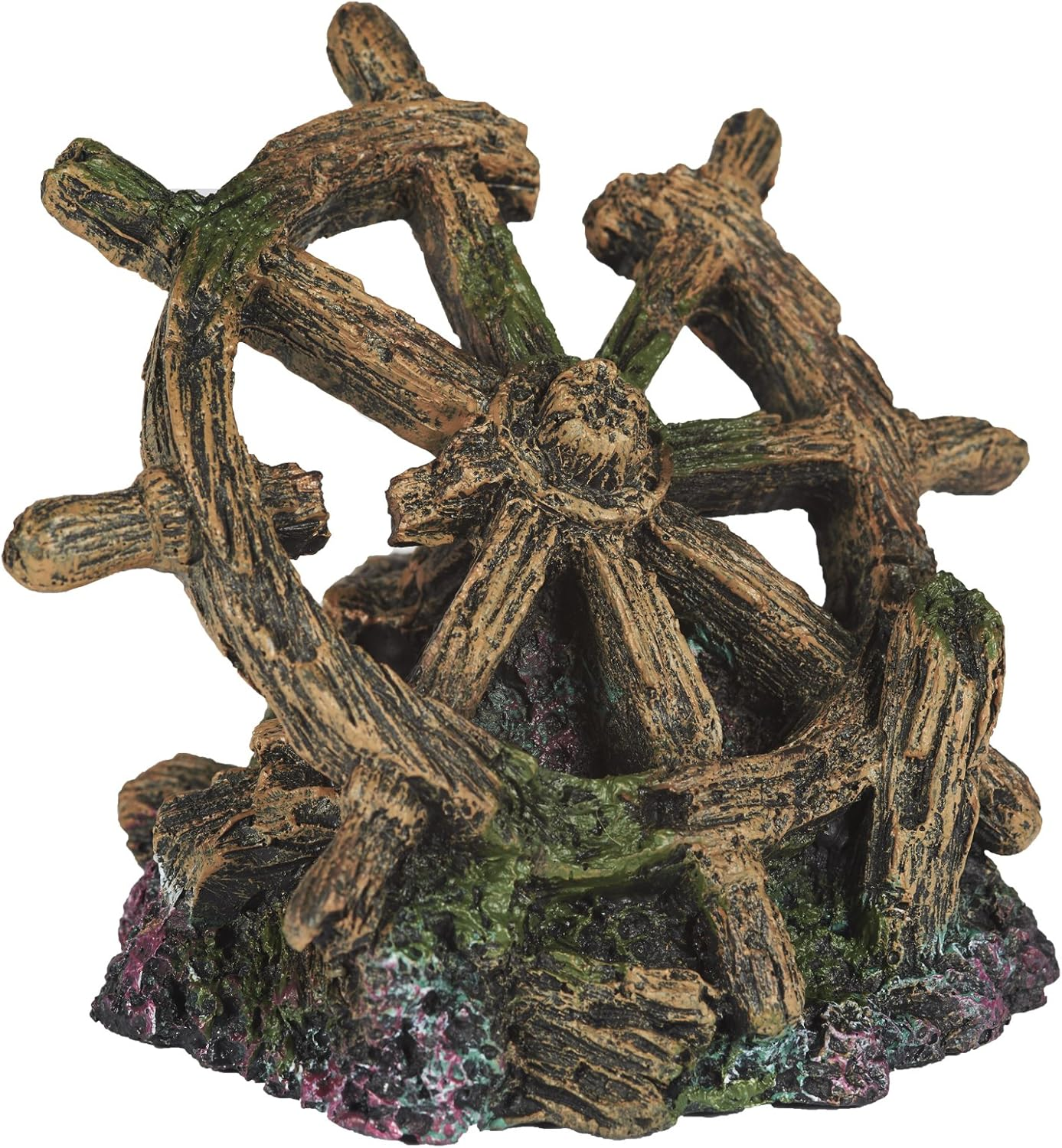 Pet Ting Shipwreck Wheel Aquatic Ornament - Aquarium Decoration - Vivarium Decoration