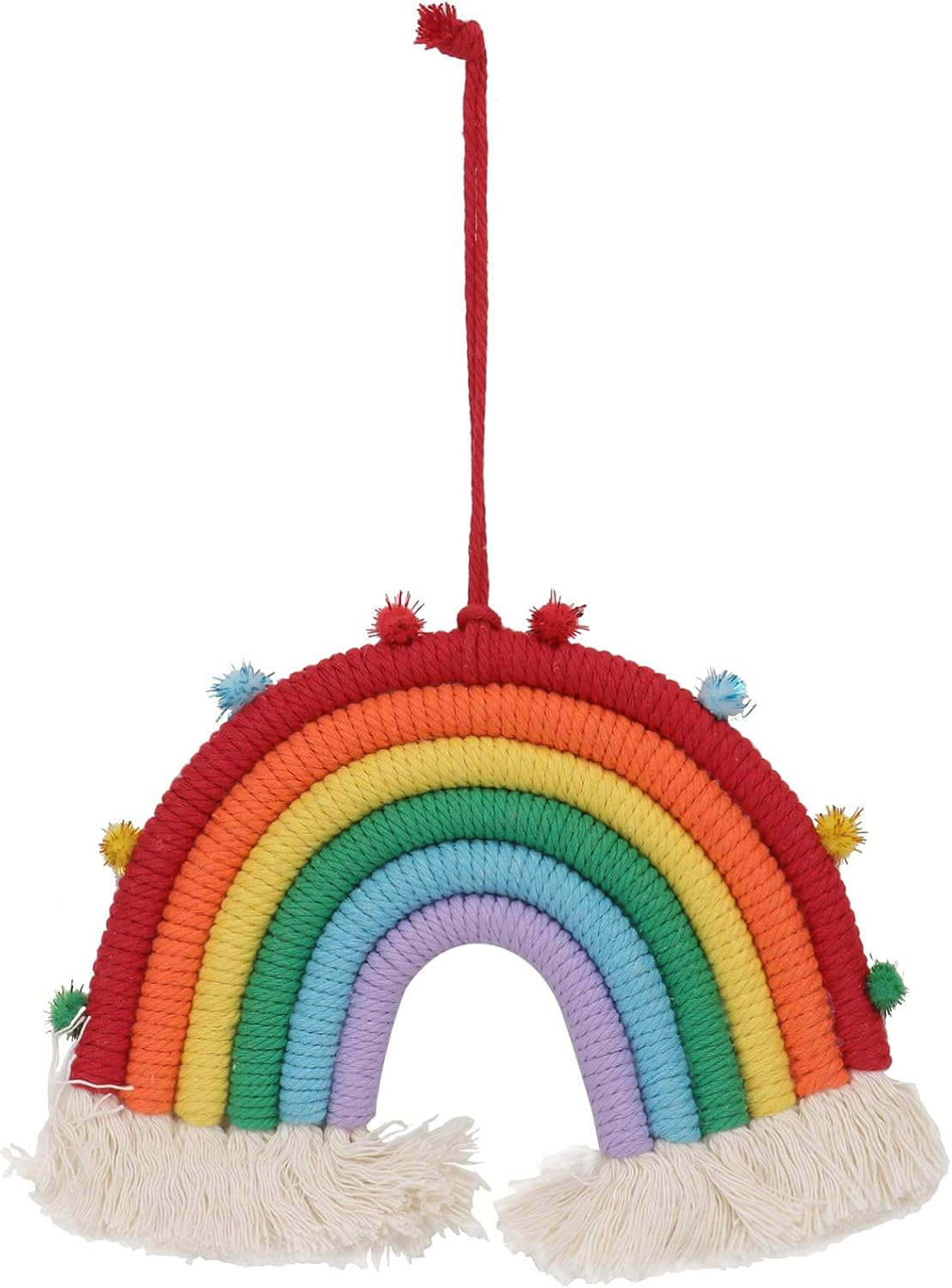 Handmade Rainbow Tassel Pendant Red Ball Rainbow Hanging Home Decor Woven Wall Tapestry Hanging Decoration for Living Room image number 1