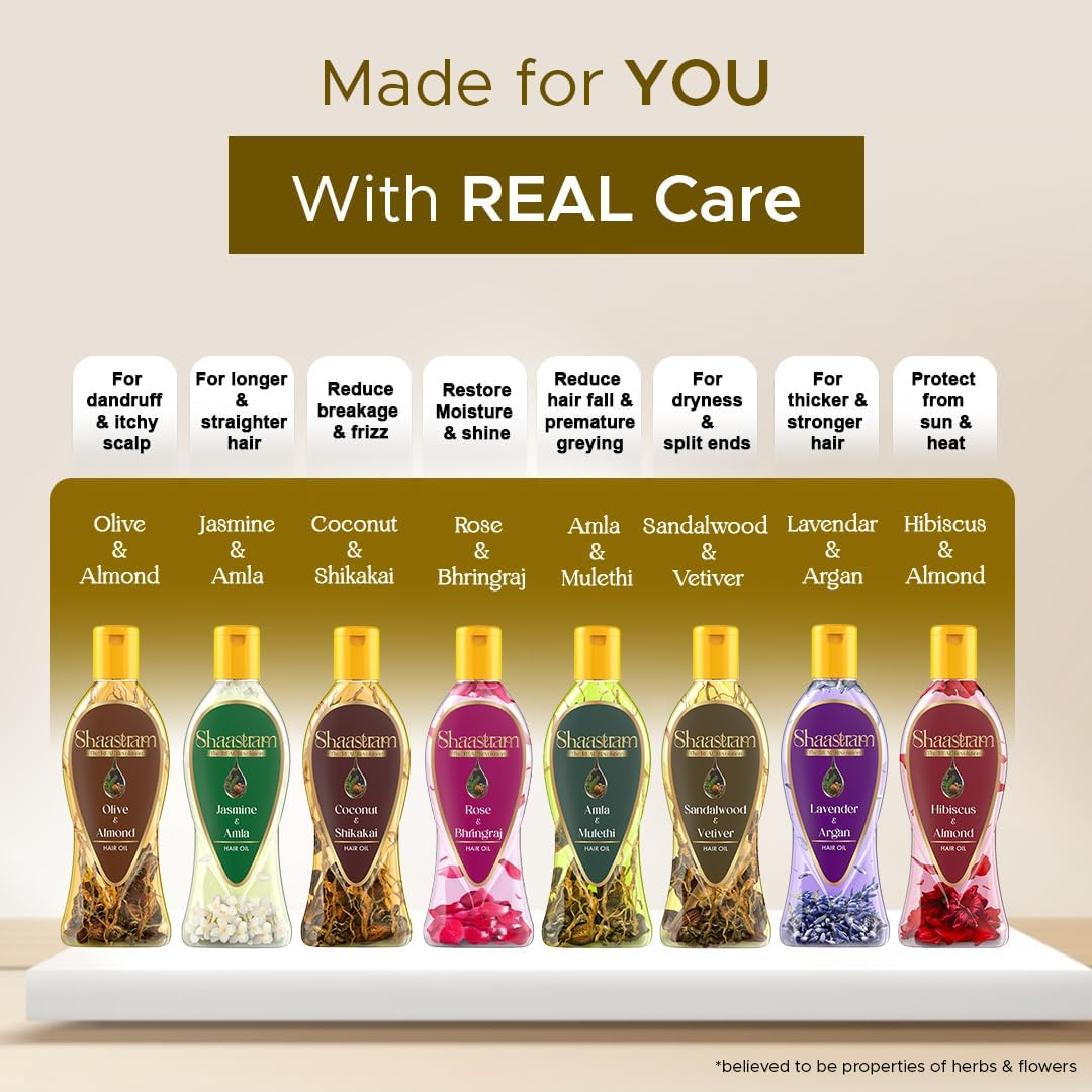 Shaastram Sandalwood Vetiver Herbal Hair Oil with Real Vetiver Roots, Sesame, Brahmi, Ashwagandha Oil Extract & Ayurvedic Herbs | Hair Growth, Breakage Control | Natural Hair Care for Men Women 180Ml image number 3