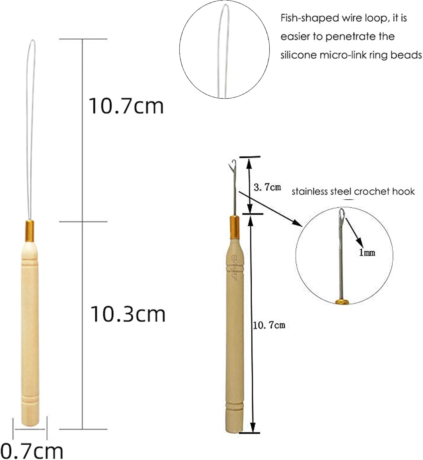 1 Set Hair Extension Tool Kit Plier Hook Pulling Needle 200Pc Micro Silicone Link Rings Beads for Professional Hair Styling Tools Accessory (# 1) -  1 image number 3