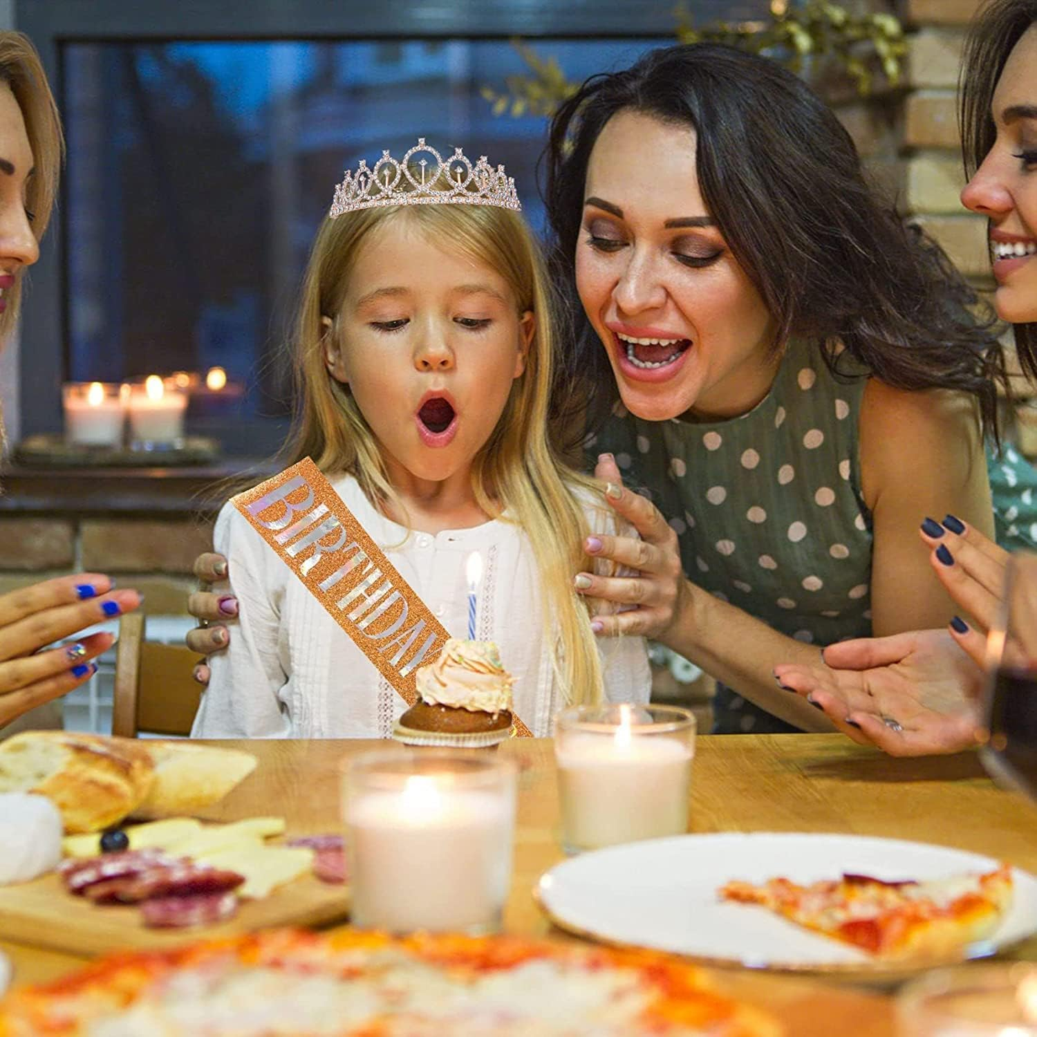 Birthday Party Crown and Sash Set, Girl Sash and Rhinestone Tiara Kit, Gifts for Women Party Supplies image number 5