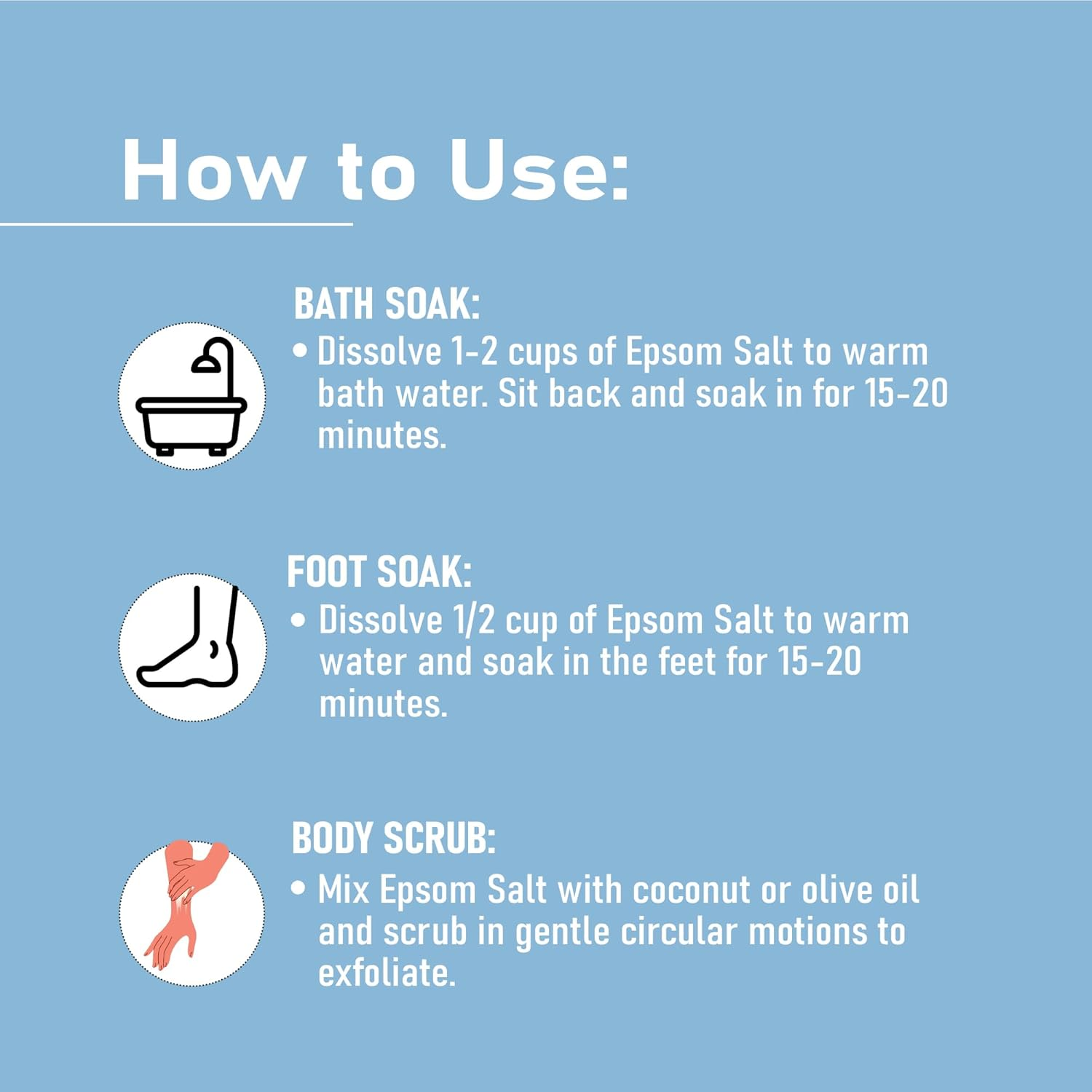 Mi Nature Pure Epsom Salt |USP Grade| Relieves Muscle Aches and Pain| from Body Detox to Foot Crack Sores | Mineral Rich Therapy |Goodness of Ultimate Relaxation |For Plants|500G (17.637Oz) image number 4