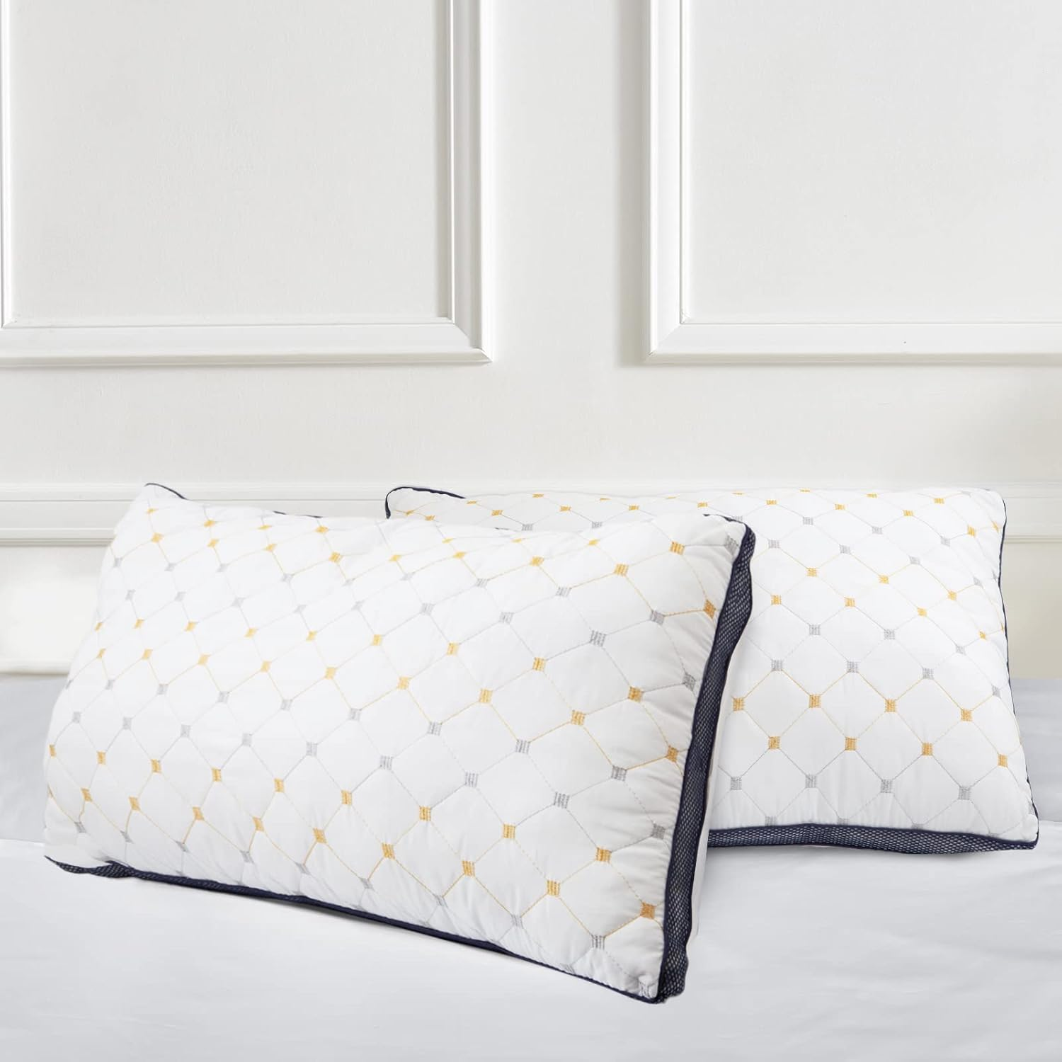 Royal Comfort Pillow Air Mesh Hotel Quality Breathable Ultra Comfort Microfibre Fill 50 X 75Cm (White Checked, 2 Pack) image number 5