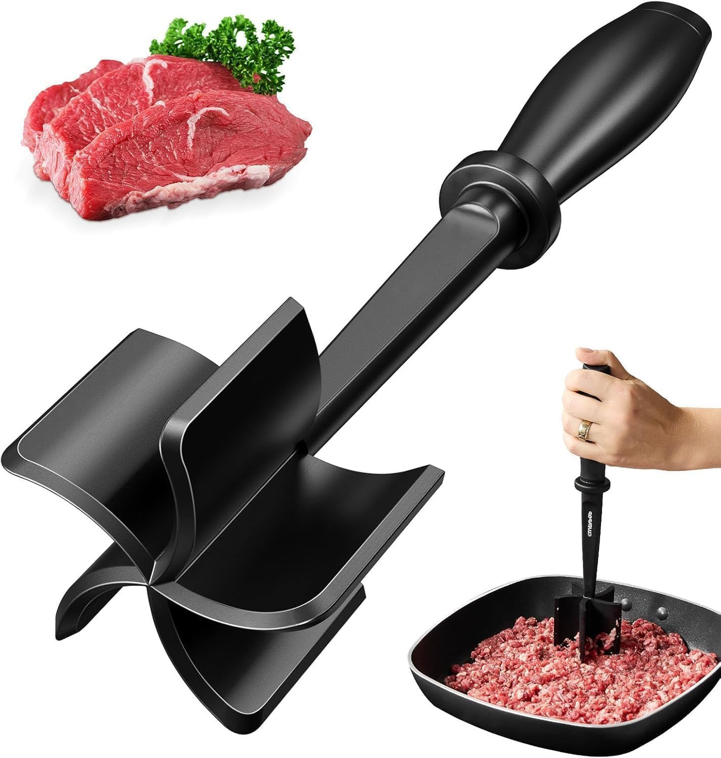 Mumoo Bear Meat Chopper, Heat Resistant Meat Masher for Hamburger Meat, Ground Beef Smasher, Nylon Hamburger Chopper Utensil, Ground Meat Chopper, Non Stick Mix Chopper Potato Masher Tool image number 2