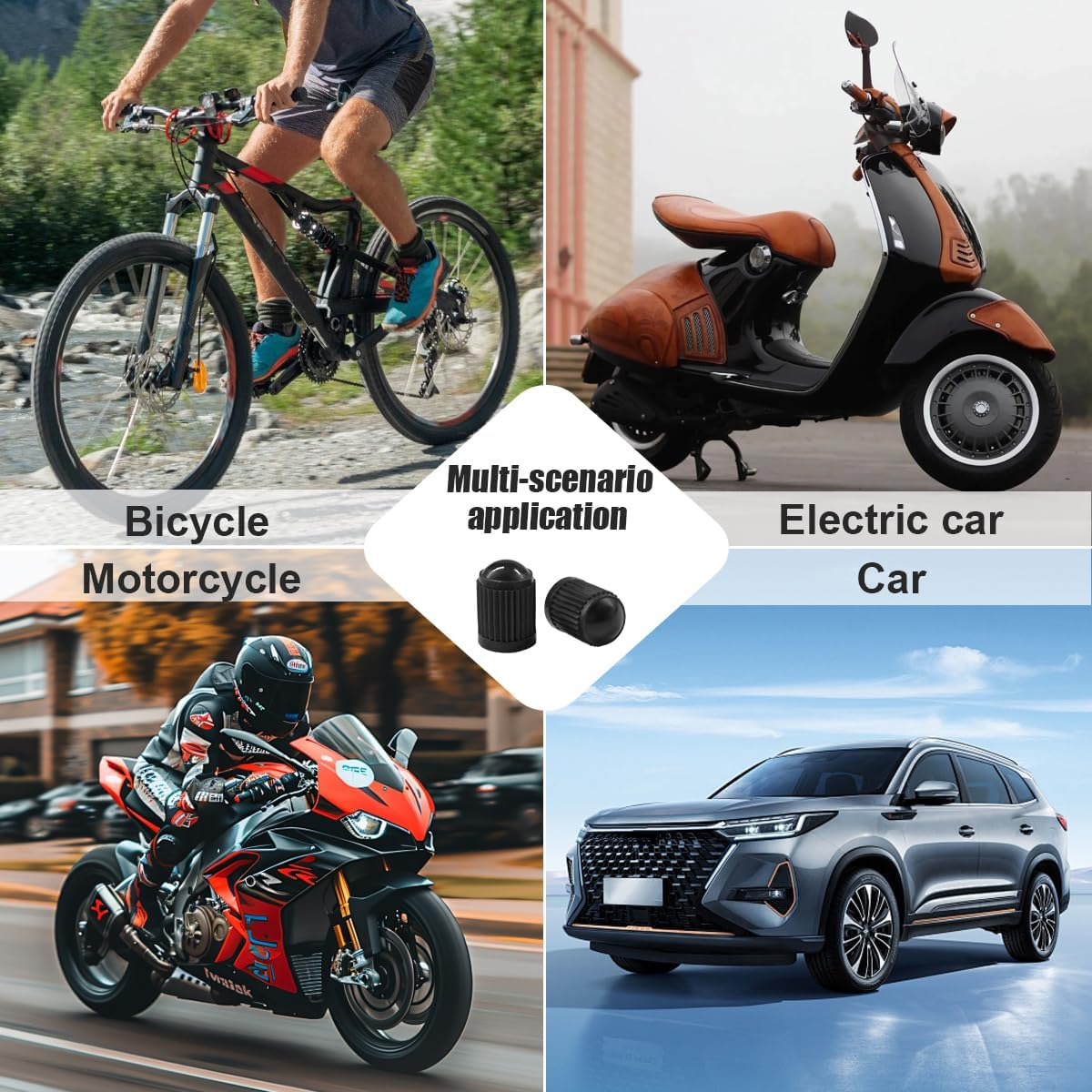 20PCS Car Tire Valve Stem Caps, Plastic Tire Stem Valve Dust Cover with O Rubber Seal, Universal Tire Air Valve Cap Stem Covers for Cars, Suvs, Trucks, Bikes and Motorcycles (Black)