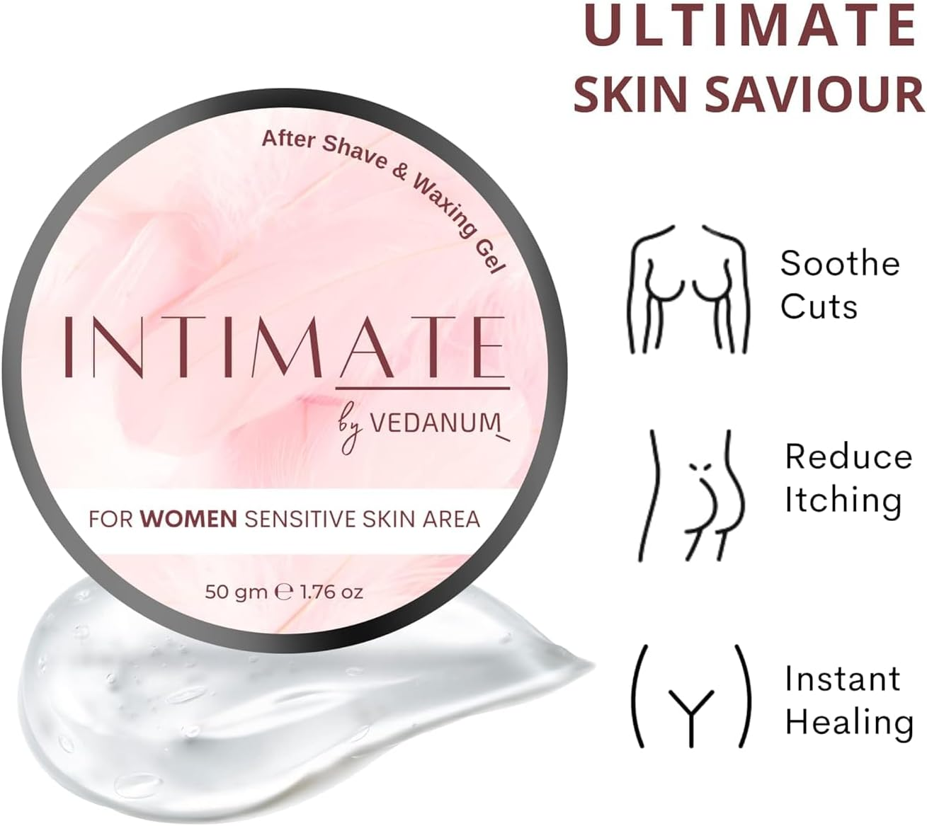 MANTRAMART after Shave & Post-Wax Soothing Gel for Women &ndash; Sensitive & Intimate Areas &ndash; Hydrating, Cooling Skincare &ndash; Combo Pack 50 G Each image number 2