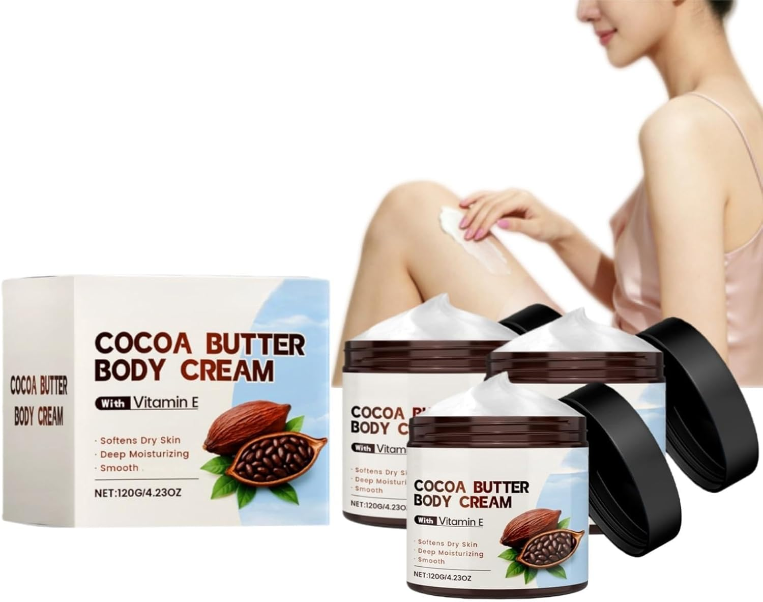Cocoa Butter Face & Body Cream，Vitamin E Cream，Mens Skin Firming Body Lotion for Extremely Dry Skin, Cocoa Bodys Butter&Deep Nourishing Serum for Women, Skins Tightening Creams for Bodys (3)