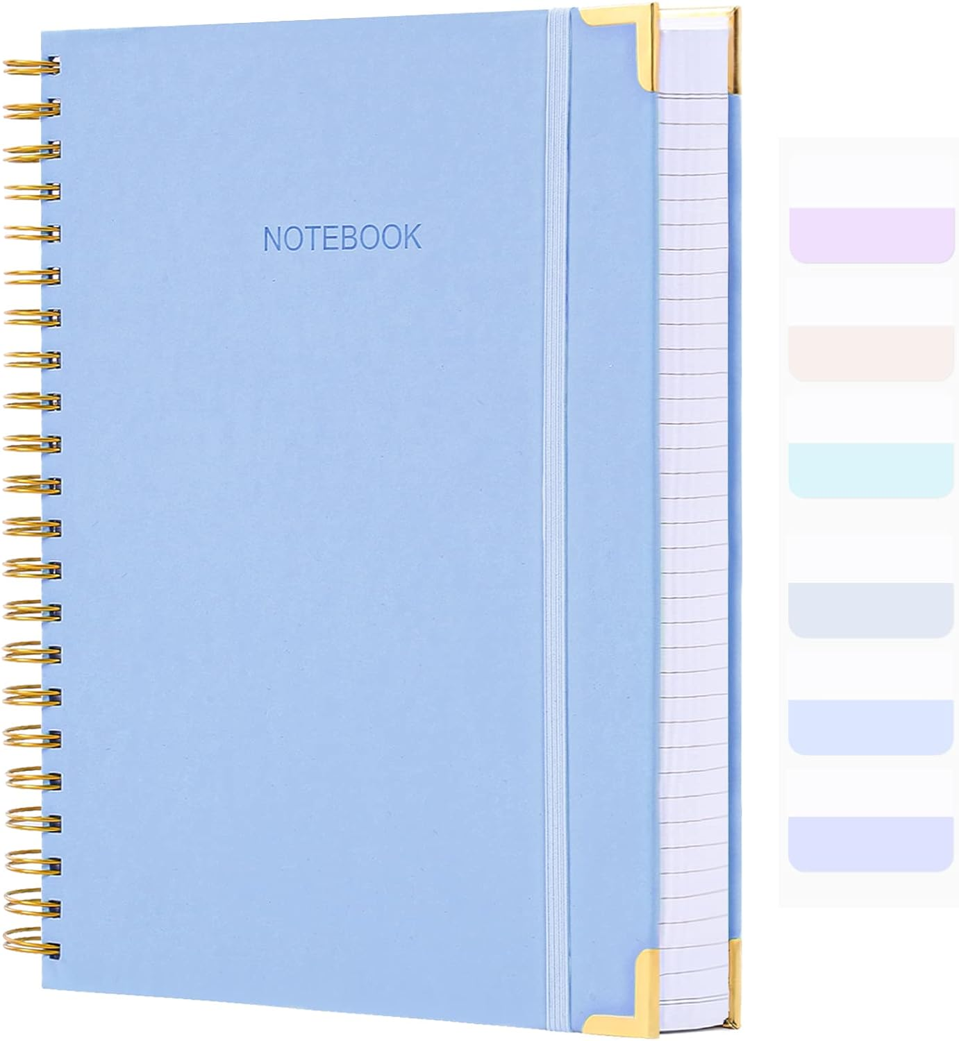 Spiral Notebook, College Ruled Notebook Journal, 8.5&rdquo; X 11&rdquo;, 300 Pages Leather Writing Journal for Women Men, A4 Hardcover Notebook for Work School, 24Pcs Index Tabs, Teal