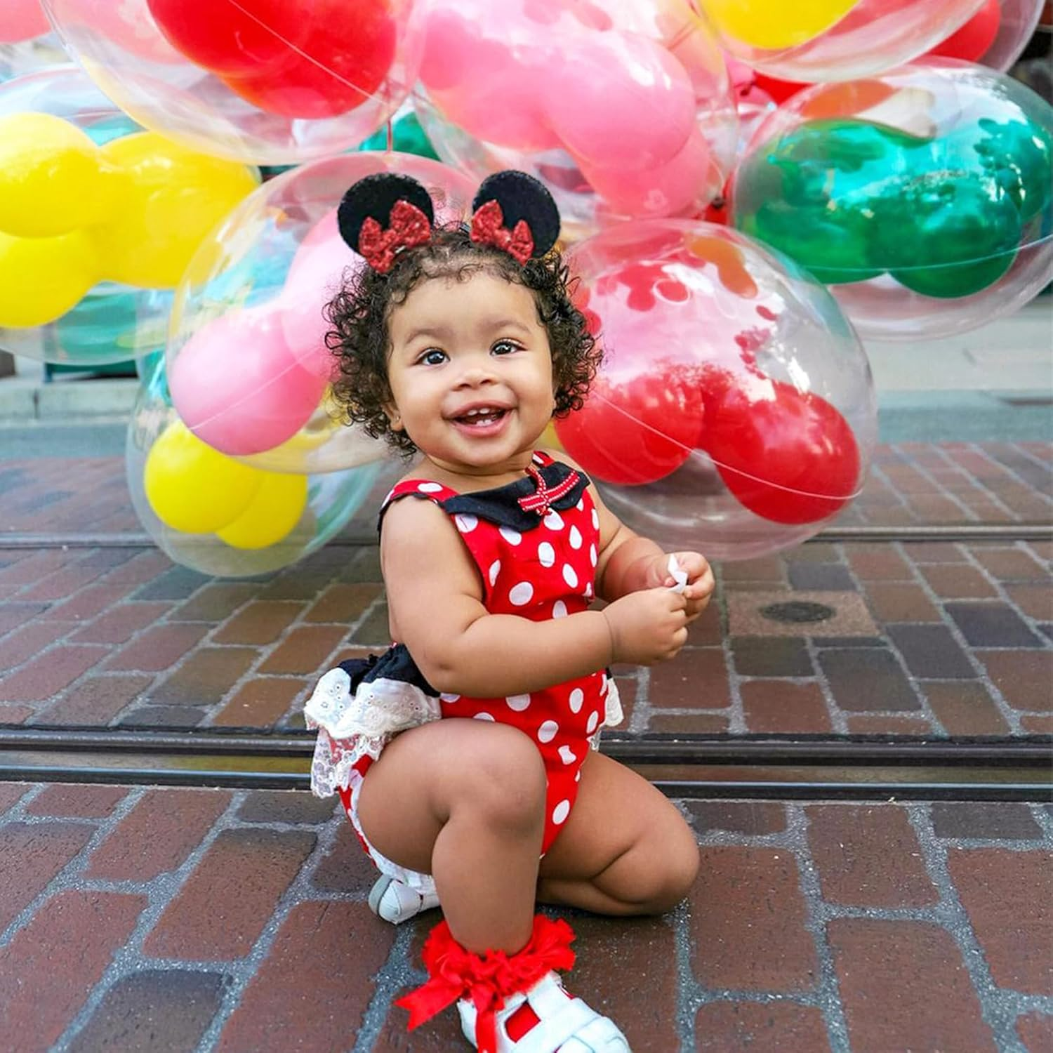 Ayesha Mickey Minnie Ears Hair Clips Mouse Ears for Toddler Girls Sequin Mouse Bows Barrettes Mice Ears Polka Dot Bows Mouse Hair Accessories for Baby Girls Toddler Kids Costume Party 4PCS image number 1