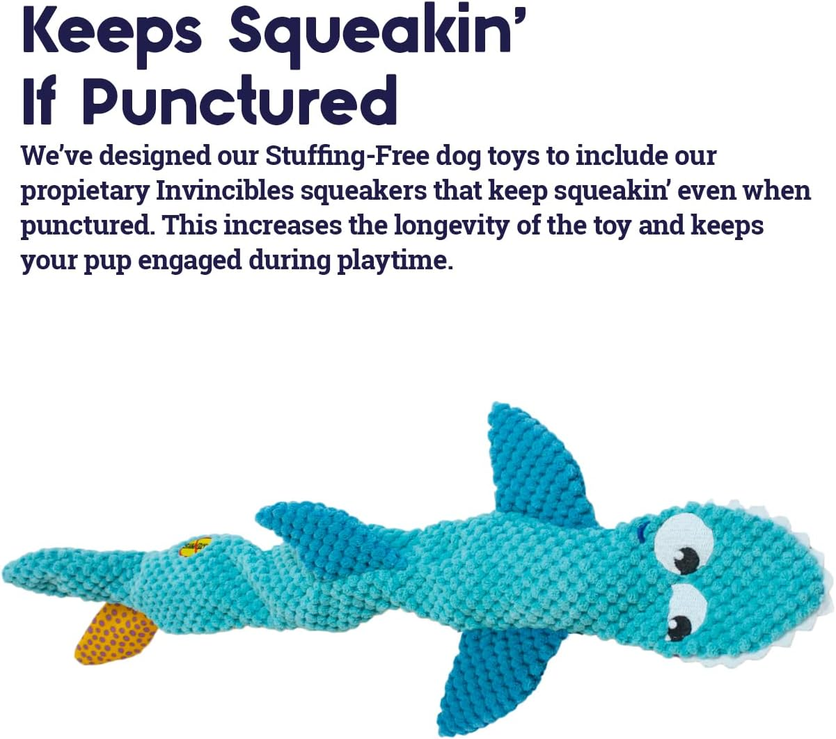 Petstages Stuffing-Free Floppy Shark Plush Dog Toy, Large image number 1