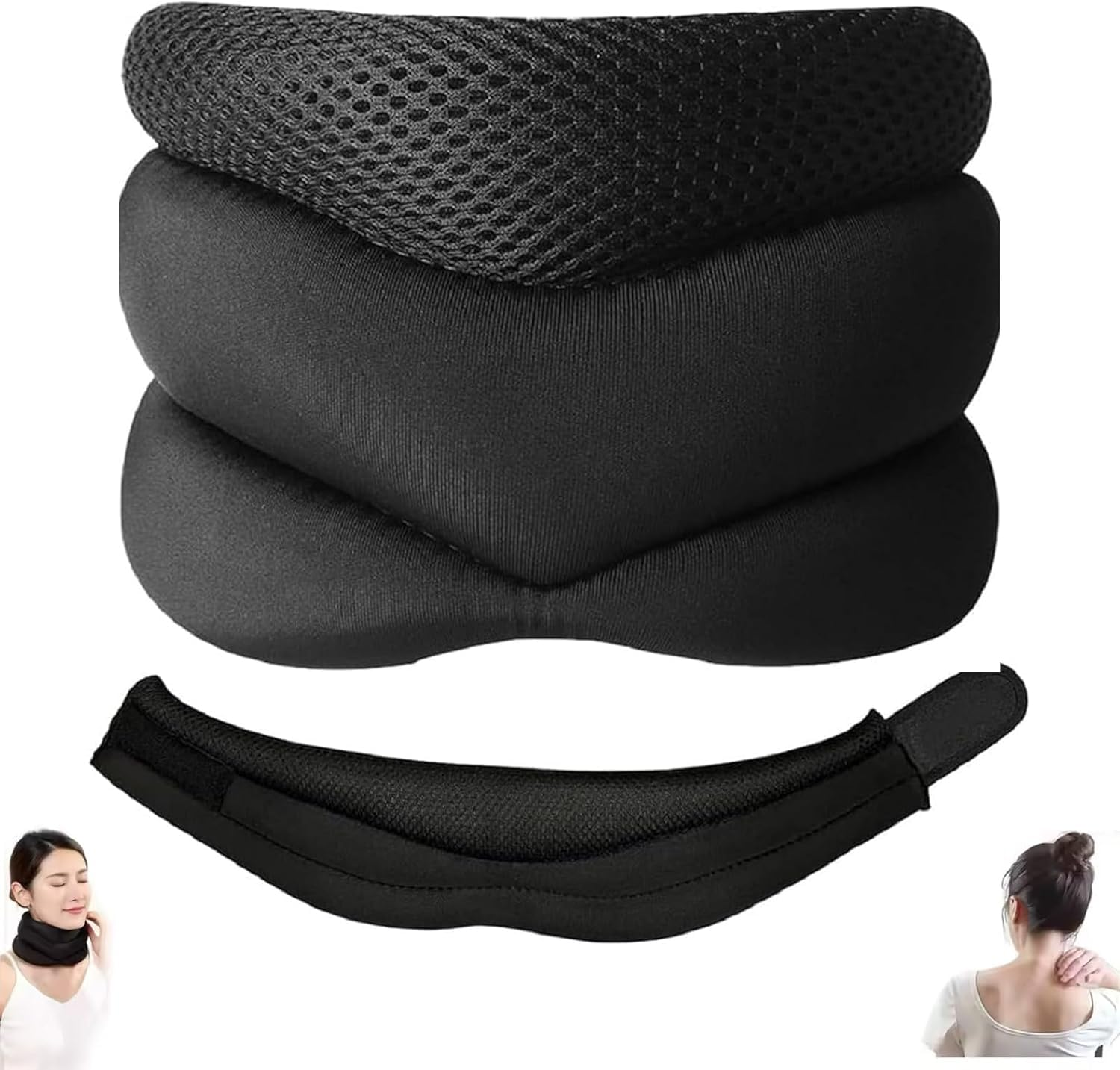 Anti Snoring Neck Support Brace &ndash; Adjustable Cervical Neck Brace & Collar for Pain Relief, Neck Traction Device for Sleeping &ndash; Ergonomic V-Shaped Design, Breathable Ice-Silk Fabric (40Cm)