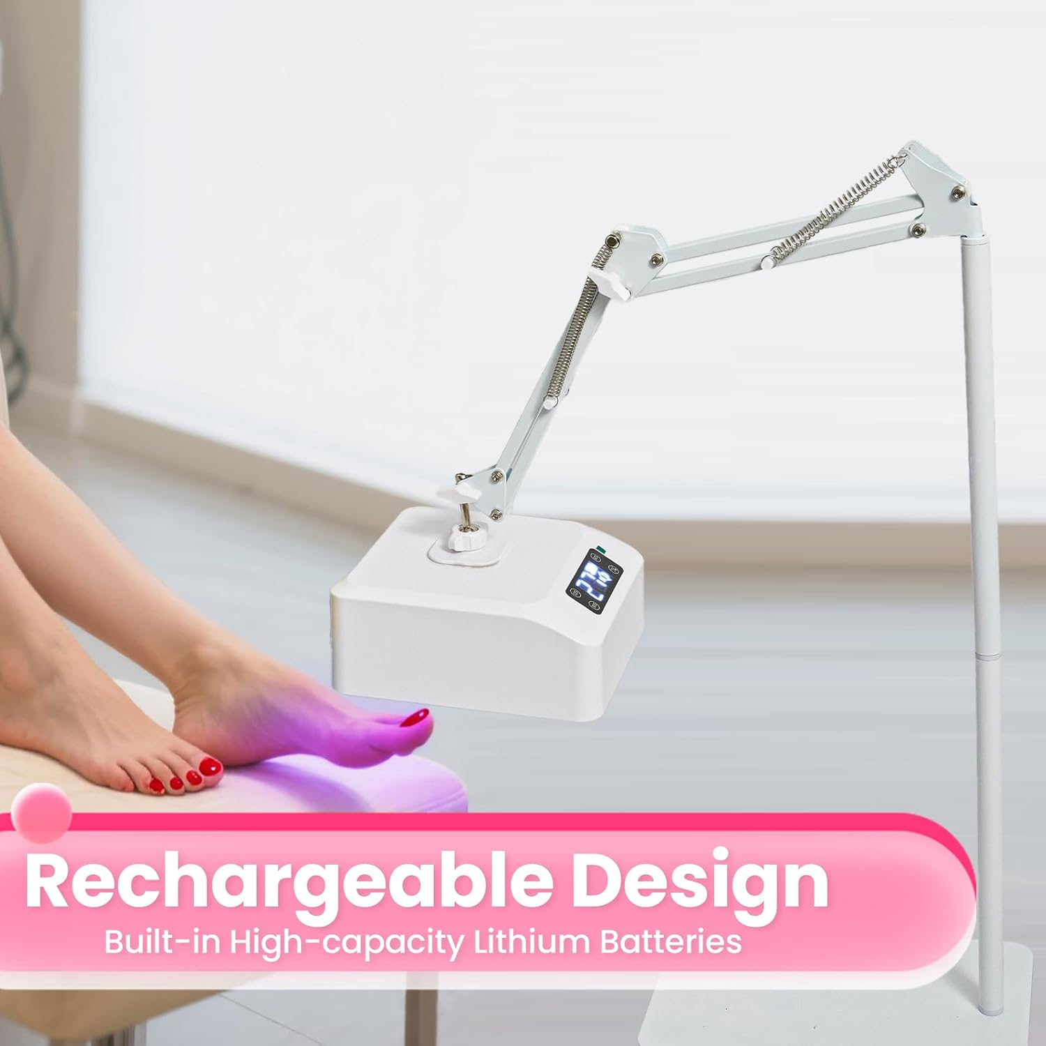 Eccuslon UV Foot Lamp, 78 W Hanging Pedicure Lamp, Wireless UV Lamp for Feet, LED Nail Lamp on Arm, Wireless Floor Light for Curing Gel Nail Polish (Whole Floor Lamp) image number 1