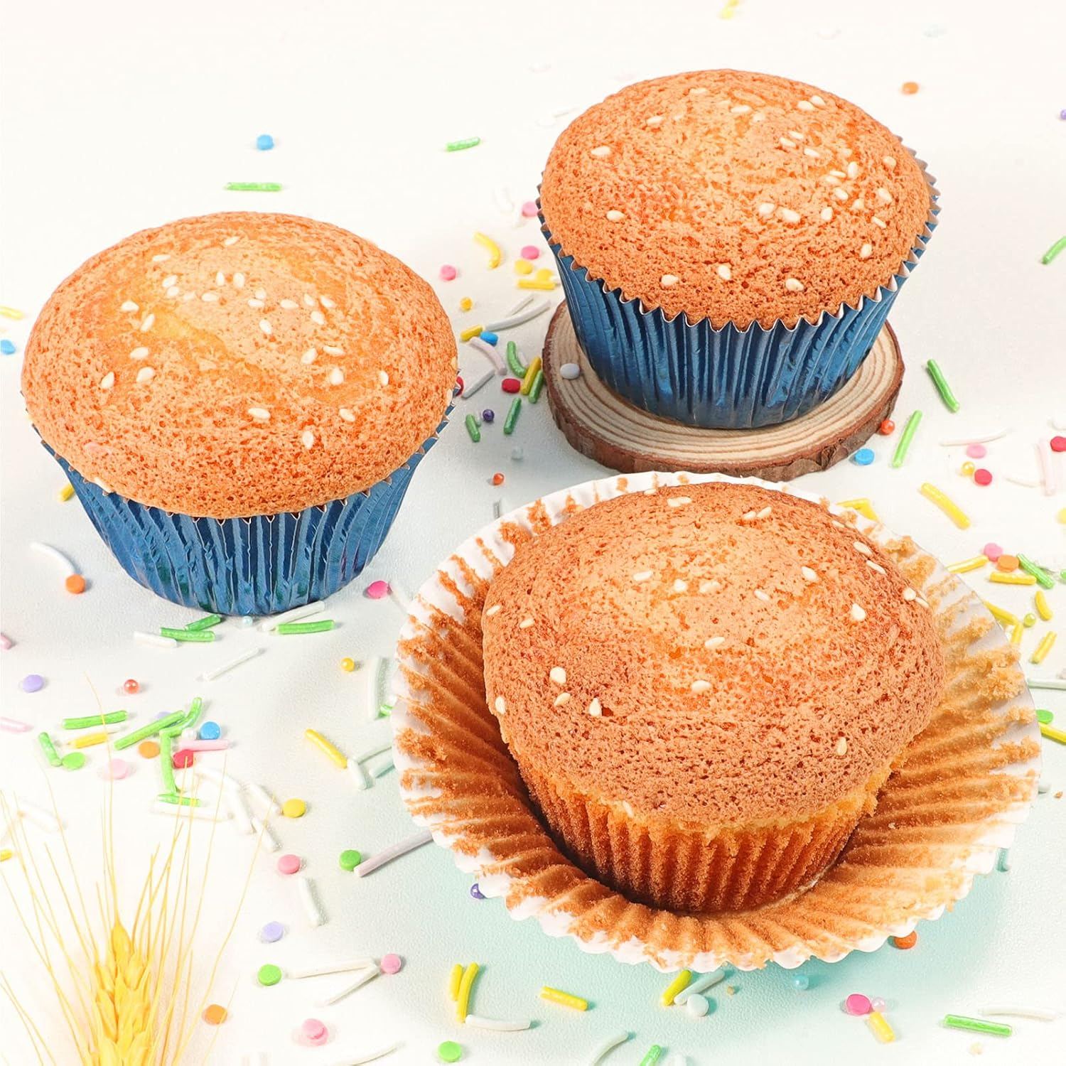 Caperci Navy Blue Foil Cupcake Liners Muffin Paper Standard Size Baking Cups, 150-Pack image number 5