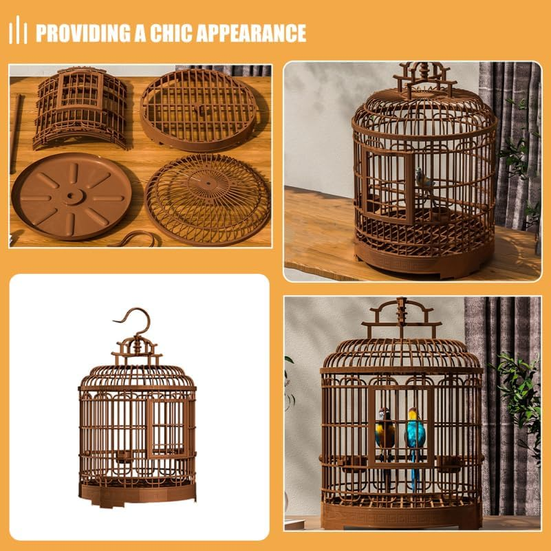 Ibasenice Large Portable Bird Cage Vintage Style Travel Carrier for Budgies Cockatiels Parakeets with Spacious Design and Easy Clean Base for Home and Outdoors image number 5