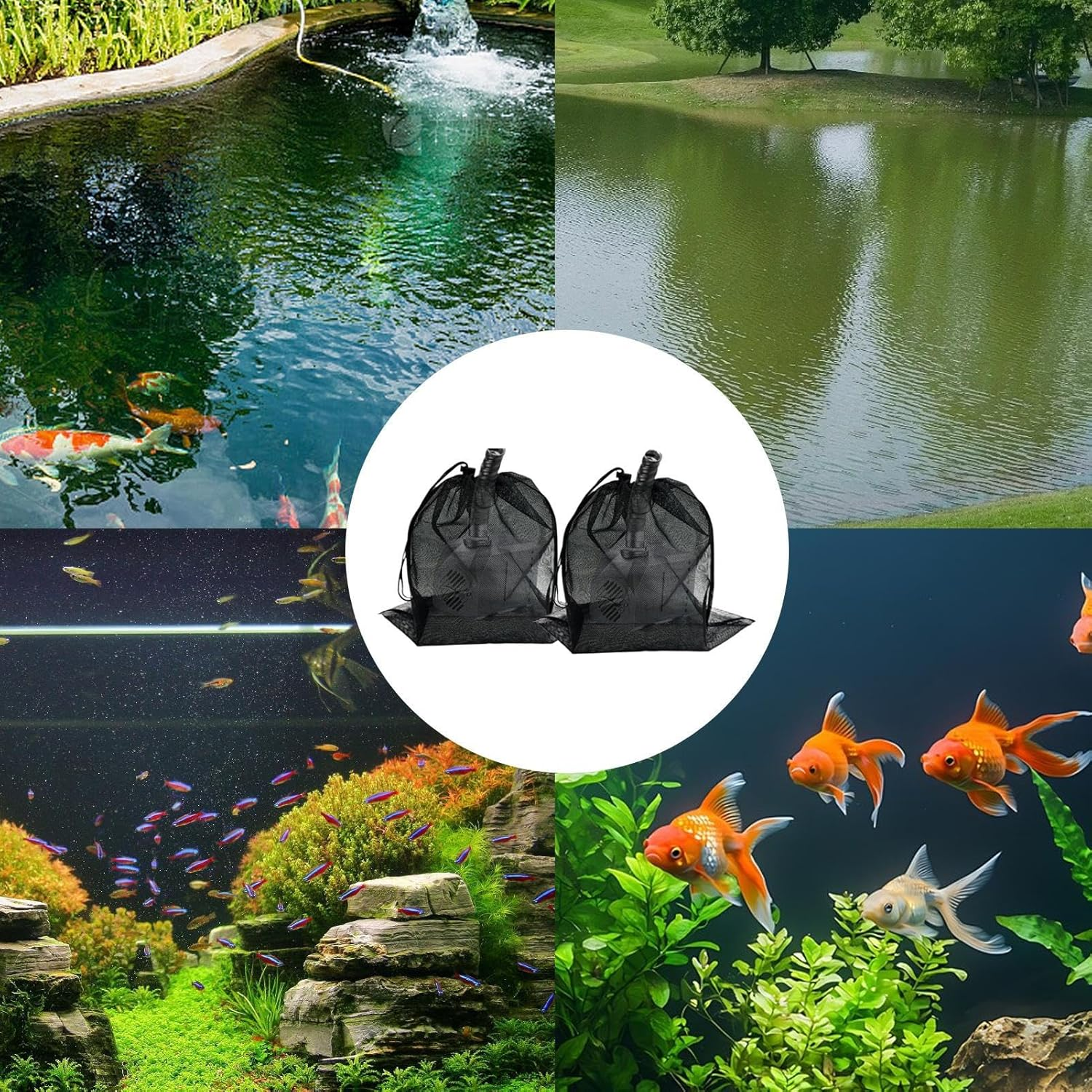 Pump Barrier Bag - 30X40Cm Pump Filter Bag, Outdoor Mesh Black Media Bags, Double-Layer Aquarium Filtration Accessories | Elastic Barrier Box Cover for Yard, Lawn, Parks, Outdoor, Hotel image number 6