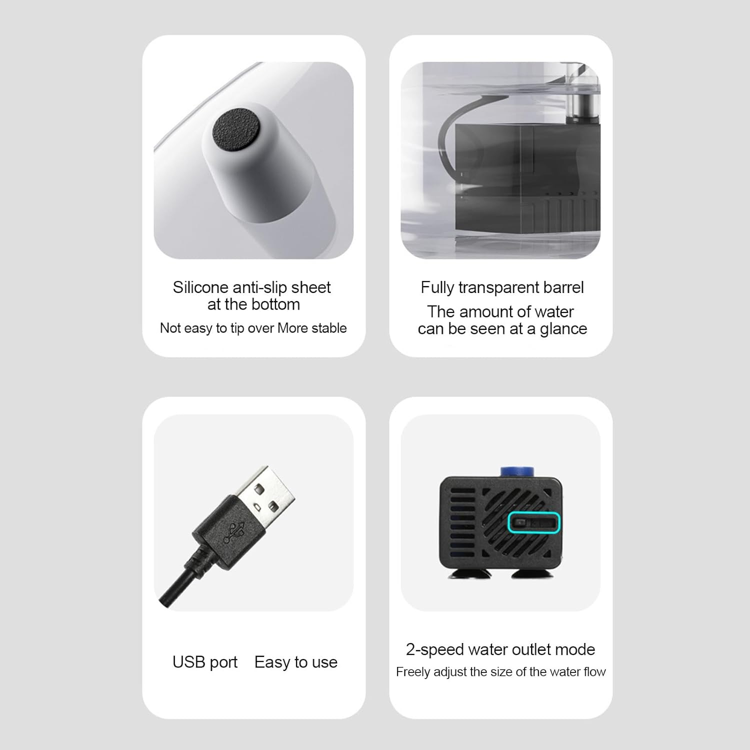 Water Fountains for Cats Indoor - USB Battery Operated Cat Drinking Fountain 1L | Automatic Pet Fountain with Circulation Filtration, Cat Water Feeder Supplies for Indoor Cats Pochy - Blue image number 3