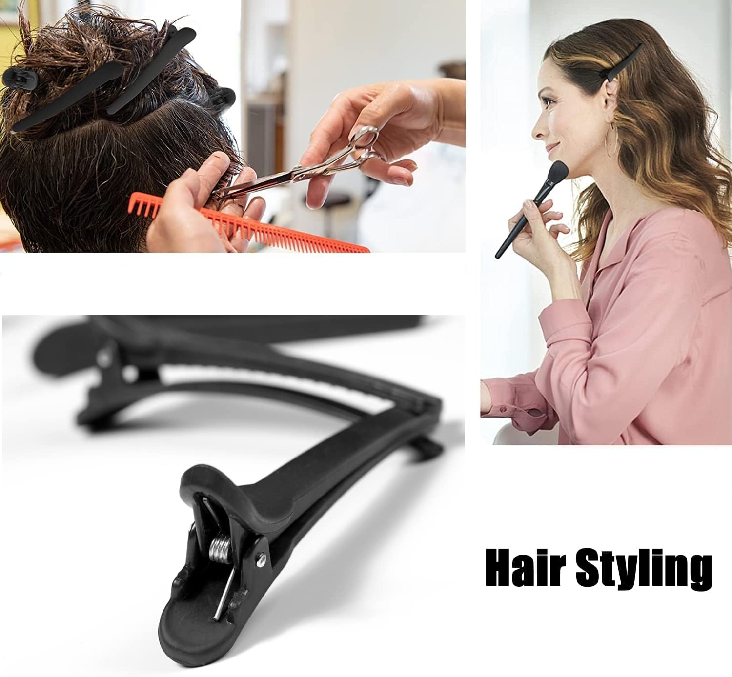 CJESLNA Hair Clips 12Pcs Black Durability Big Bite Duckbill Alligator Clip Barrettes Set Professional Plastic Hair Clips for Easy Styling and Sectioning image number 5