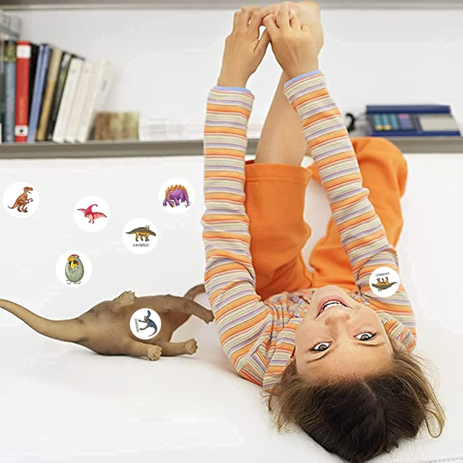 Round Dinosaur Stickers for Kids, Teacher Reward Stickers, School Supplies, Animal Incentive Roll Sticker,School Classroom Must Have Supplies, Motivational Teacher Stickers for Students image number 3