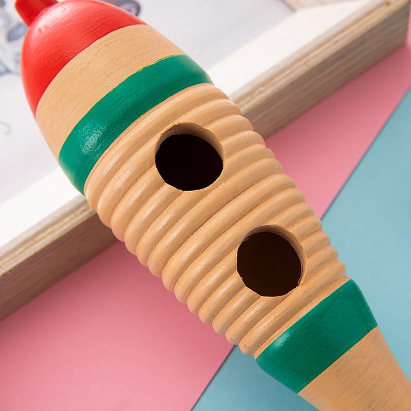 2 Pack Fish Style Guiro Instrument Set, Wood Fish Shape Guiro Hand Percussion Instrument with Rhythm Sticks, Colorful Fish-Shaped Musical Instruments for Adults