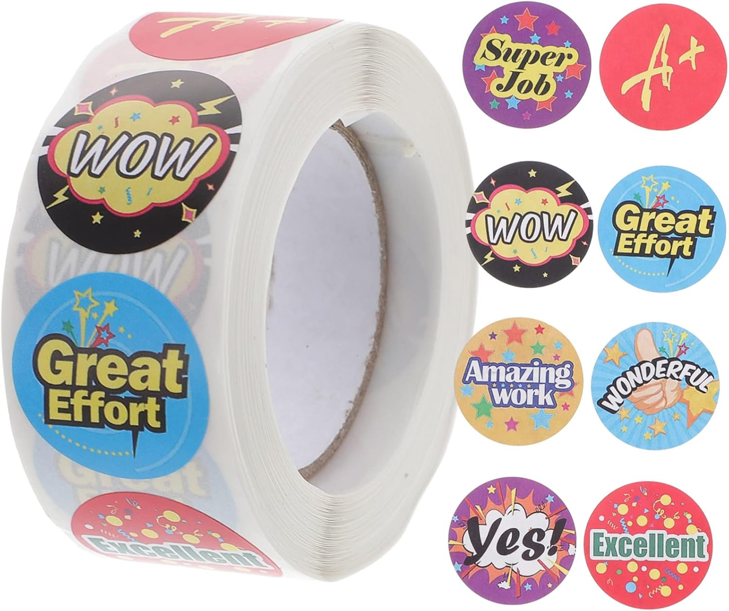 HAPINARY 1Roll Cartoon Reward Stickers for Boy Girl Self-Adhesive Motivational Stickers for Teachers and Students Fun Classroom Reward Labels Encouraging Stickers for School Activities