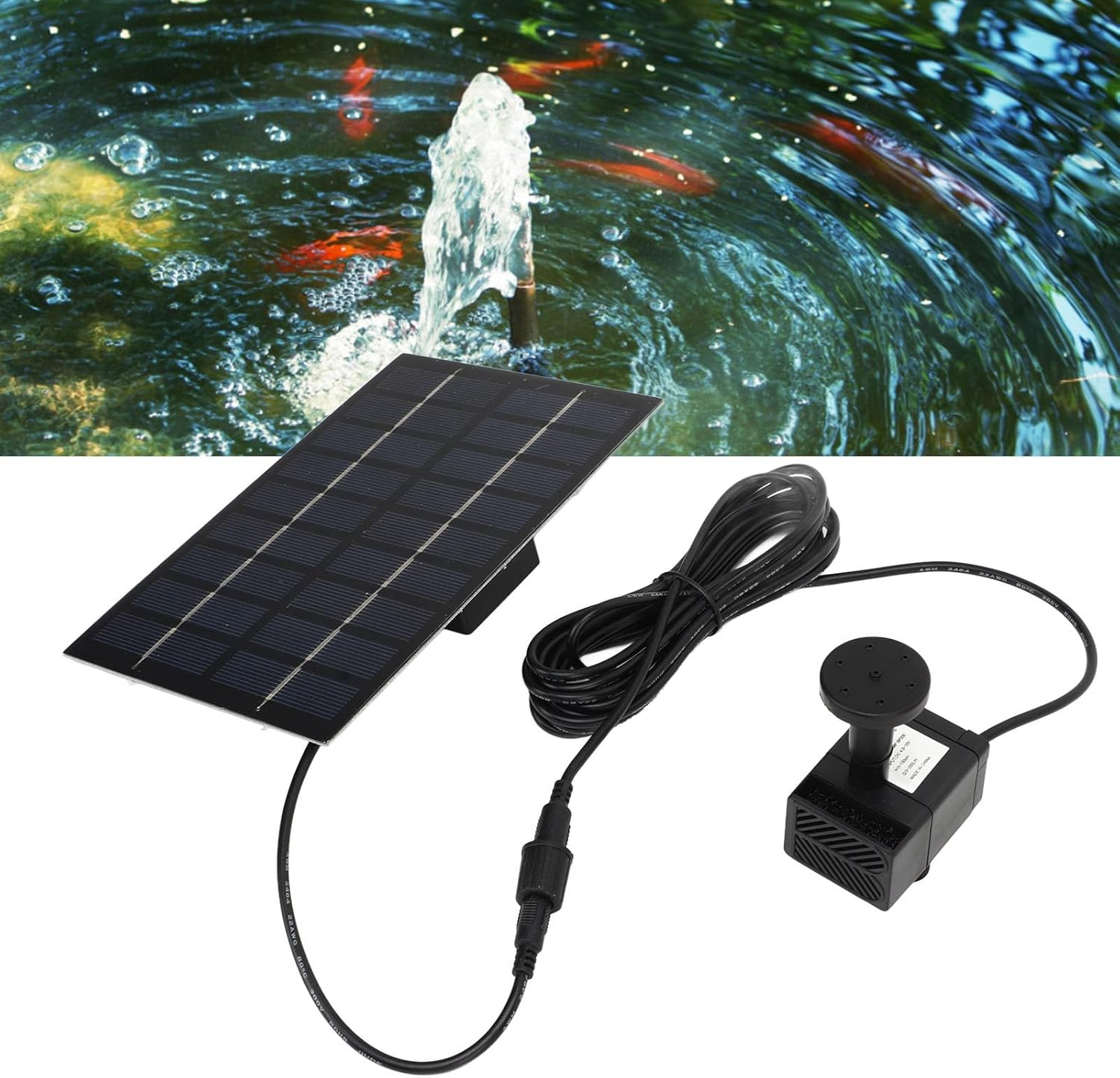 Solar Water Pump Kit, 1.8W, Black, ABS, above Ground, Accessories, Anti-Clogging Filter, 4 Nozzles, Bird Bath, Fish Tank, Pond, Garden Decoration image number 4