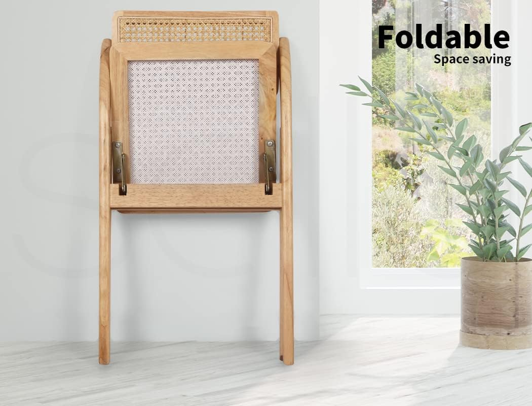 LEVEDE Wooden Dining Chairs, Set of 2 Reading Seating with Breathable Rattan Seat, Casual Cafe Chairs for Indoor Outdoor, Home Furniture for Dining Room, Living Room, Camping, Courtyard (Color Oak)