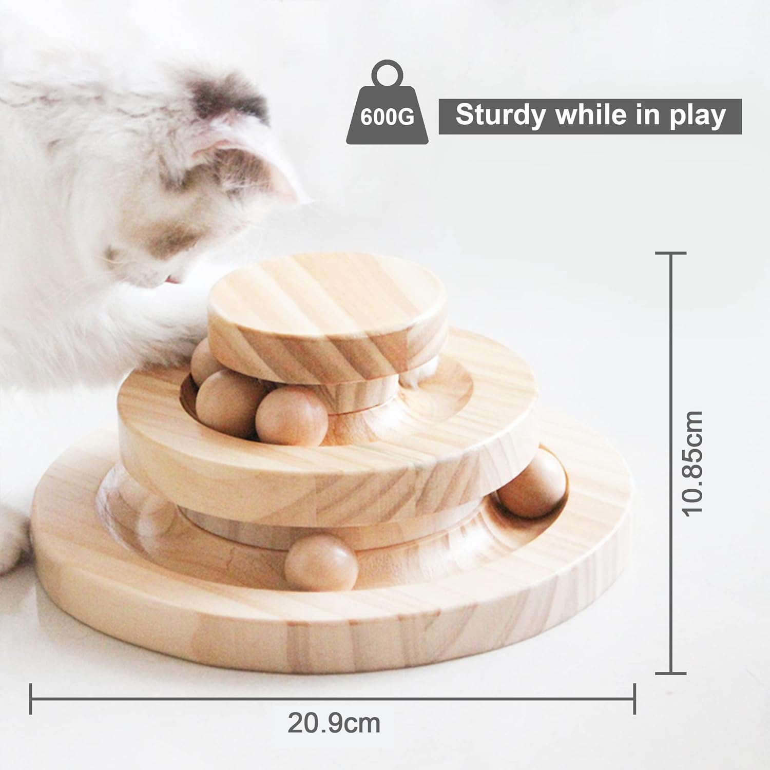 Wooden Cat Ball Track. This Interactive Cat Toy Will Help Your Cat Exercise and Relieve Stress and Boredom image number 2