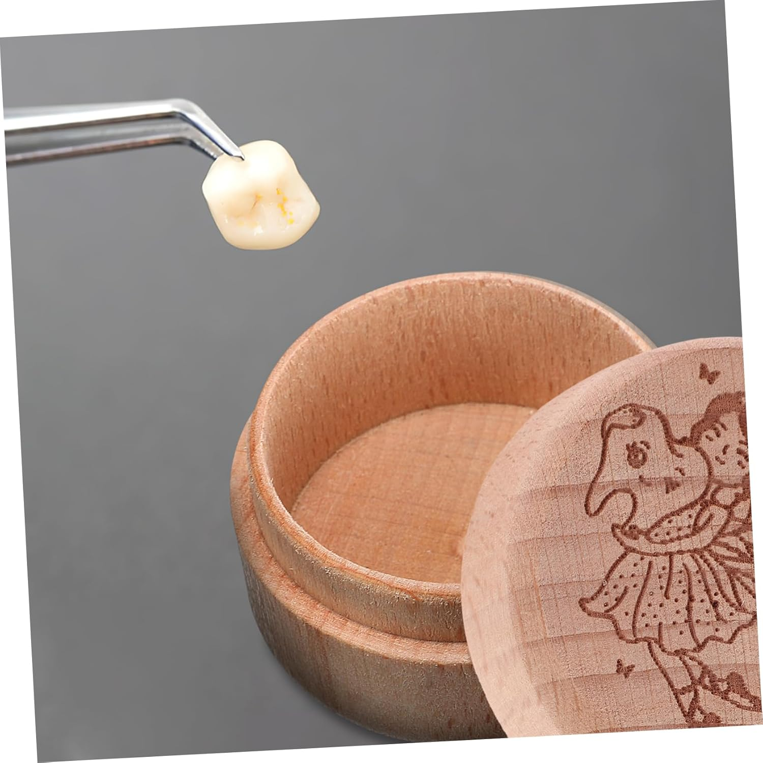 Cabilock S First Tooth Box Wooden Tooth Holder Safe Natural Material for Year Old Boy Girl Keepsake for Changing