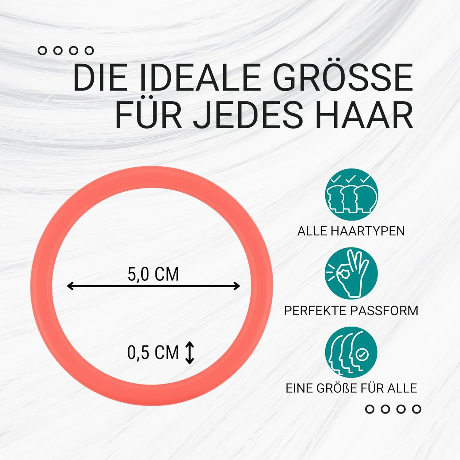 Haarallerliebst Silicone Hair Bobbles (Pack of 9, Salmon Colour, 5 Cm) with Storage Box image number 3