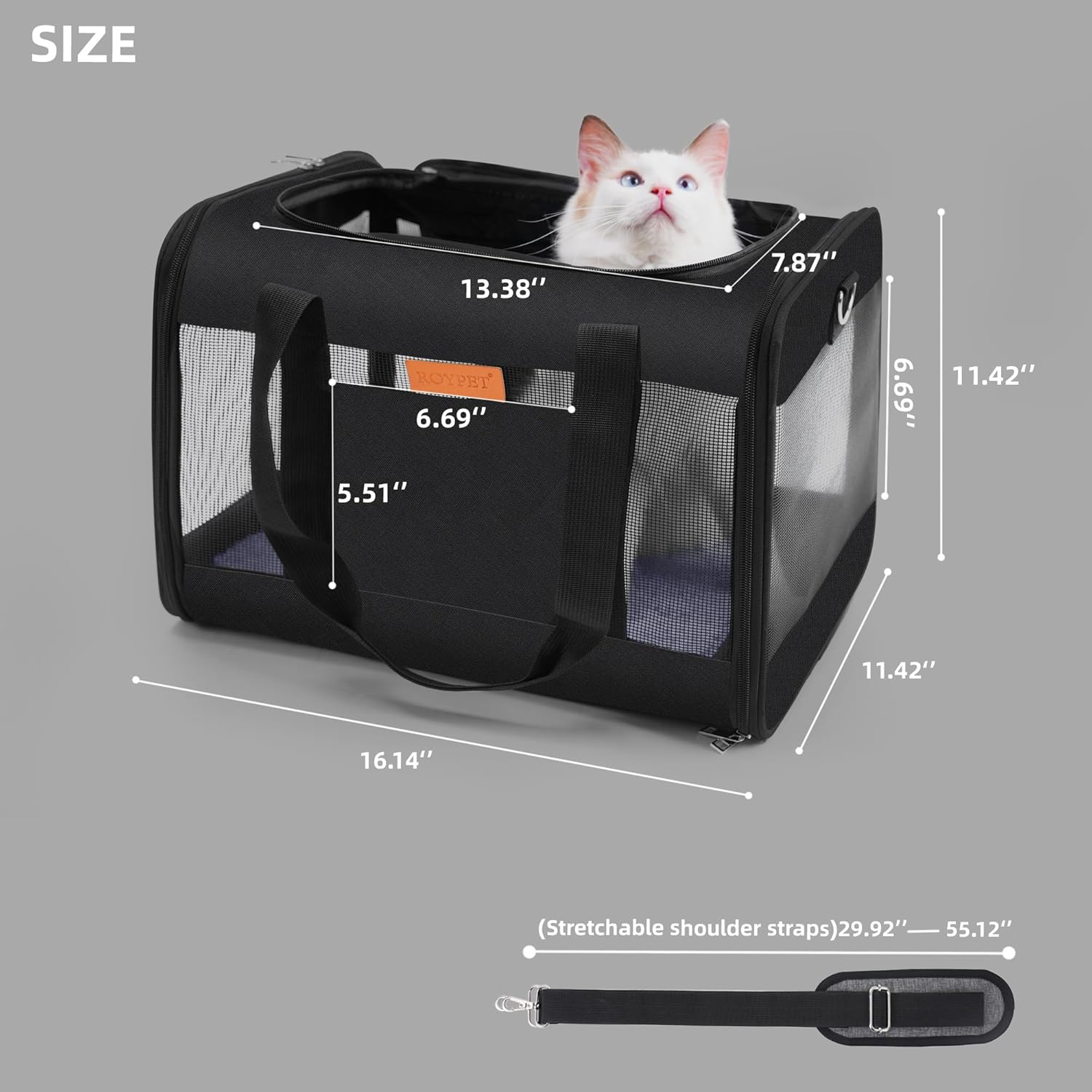Cat and Dog Carrier - Soft-Sided, Scratch-Proof Mesh Pet Travel Bag, Puppy Carry, Pet Home - Black image number 3