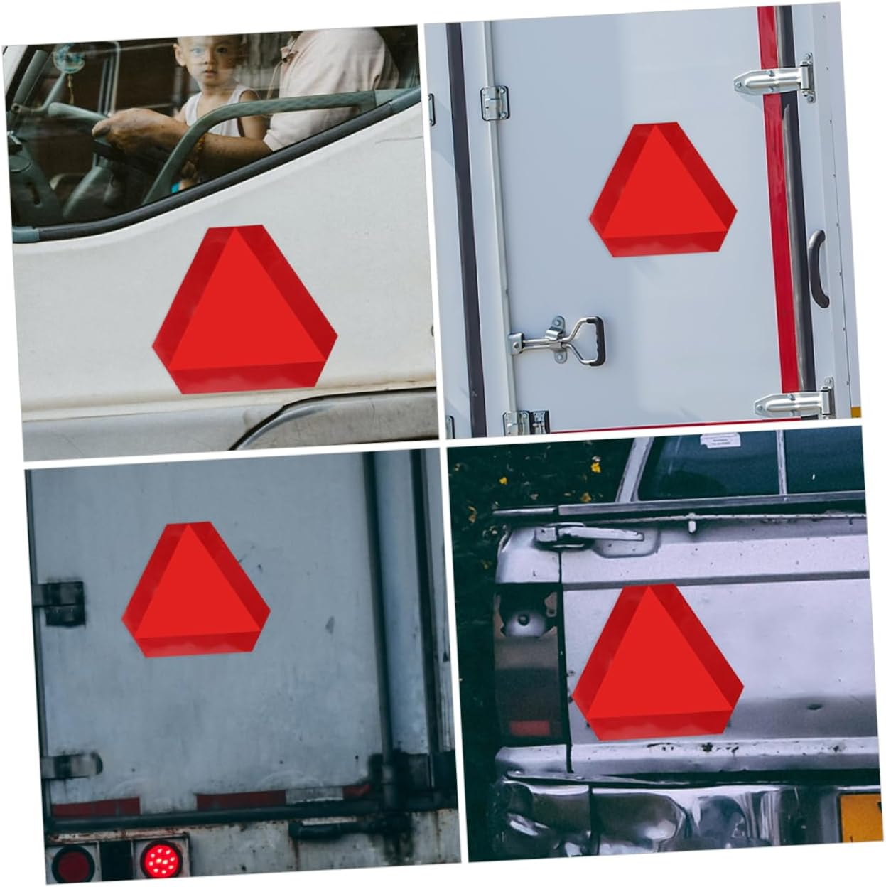 Slow Moving Vehicle Triangle Signs 2 Pack High Visibility Self-Adhesive for Cars Trucks Autos image number 5