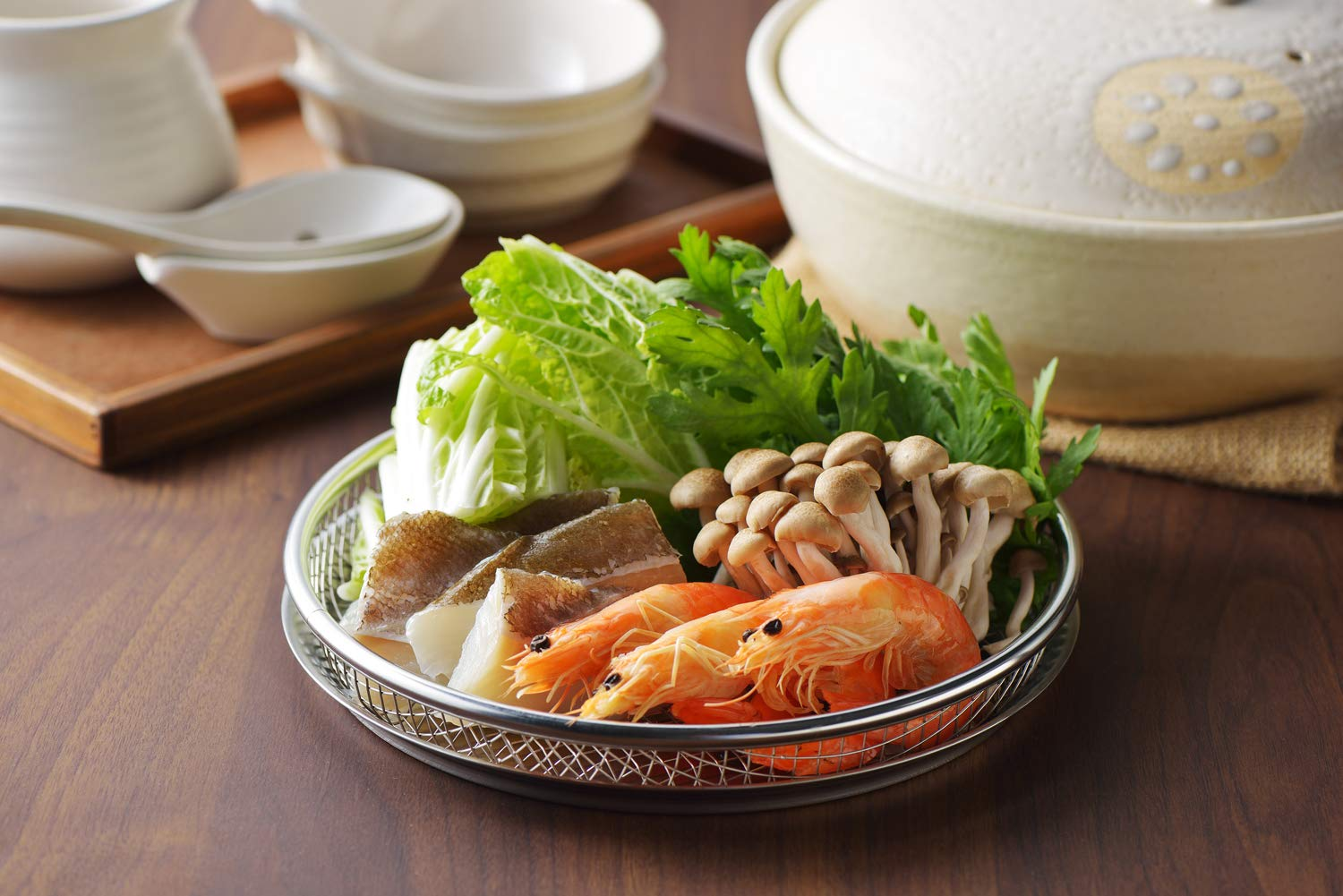 Yoshikawa YJ2808 Cooking Iroha Spark Mesh Shallow Colander, 8.7 Inches (22 Cm), Stainless Steel image number 3