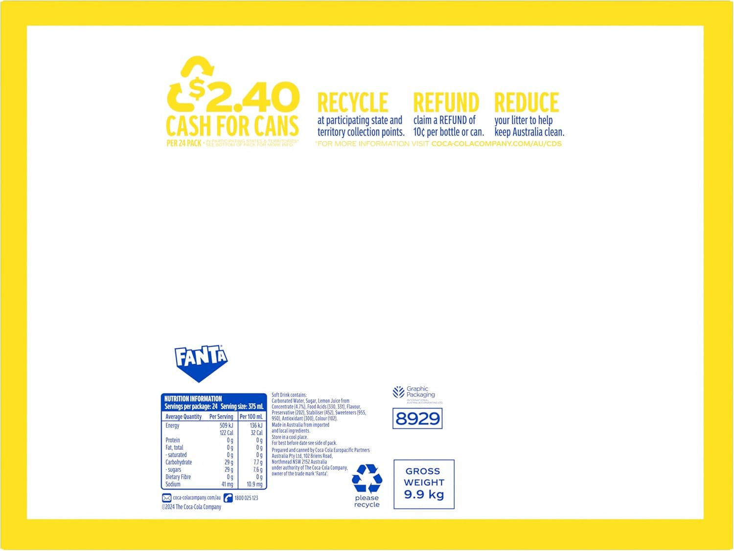 Fanta Lemon Soft Drink 24 X 375Ml Can image number 4