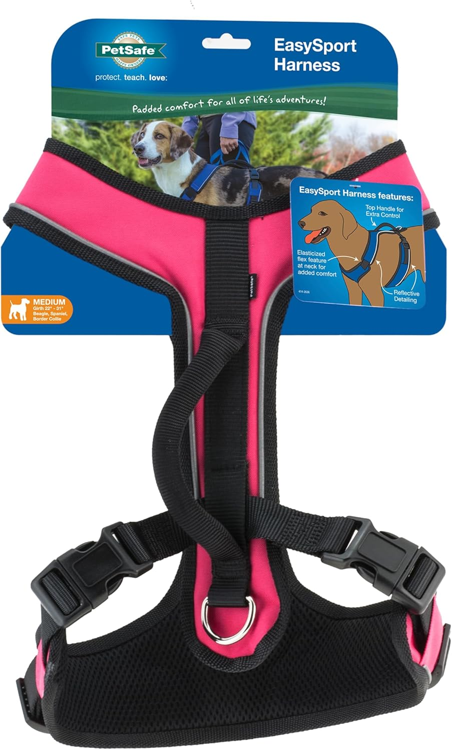 Petsafe Easysport Dog Harness, Adjustable Padded Dog Harness with Control Handle and Reflective Piping, from the Makers of the Easy Walk Harness,Pink,Medium image number 5
