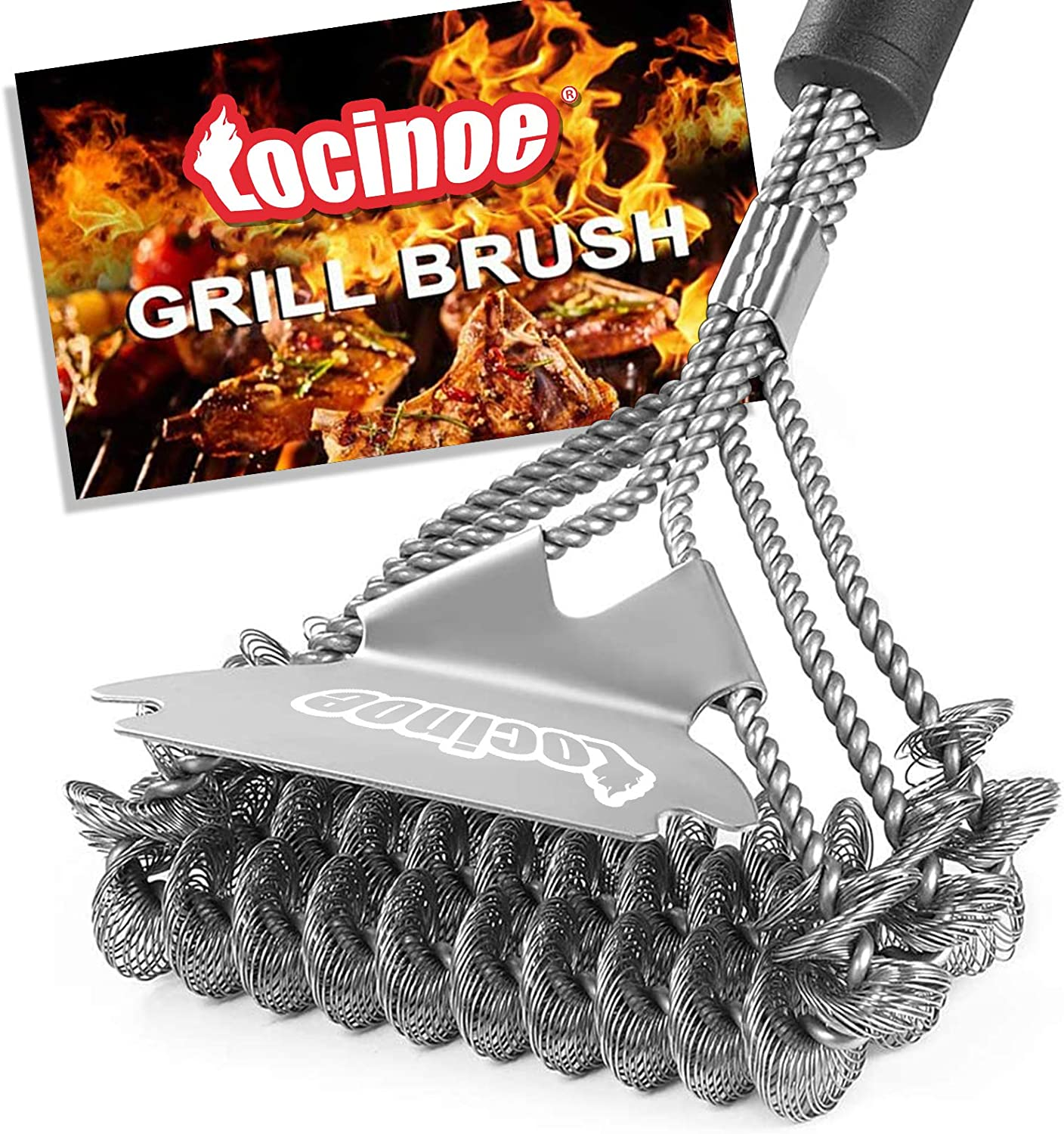 Grill Brush and Scraper for Outdoor BBQ - 18'' Stainless Steel Bristles & Scraper Deep Clean Charcoal Grill Grease - Stronger Heavy Duty Rustproof BBQ Accessories image number 3