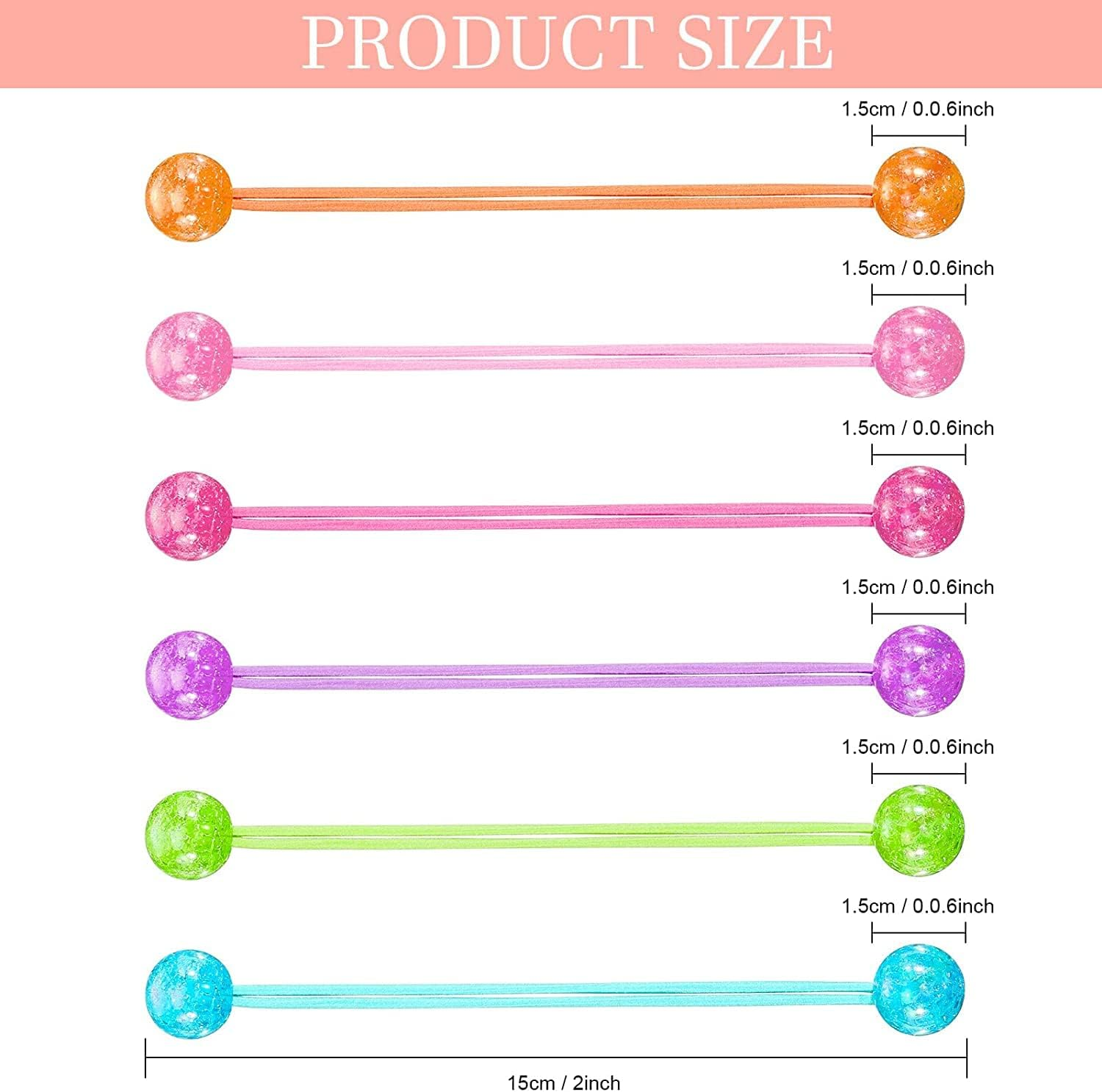 Acrylic Butterfly Ball Elastic Hair Bands - Hair Ties and Ponytail Holders for Girls - 14Pcs Kids Hair Accessories image number 3