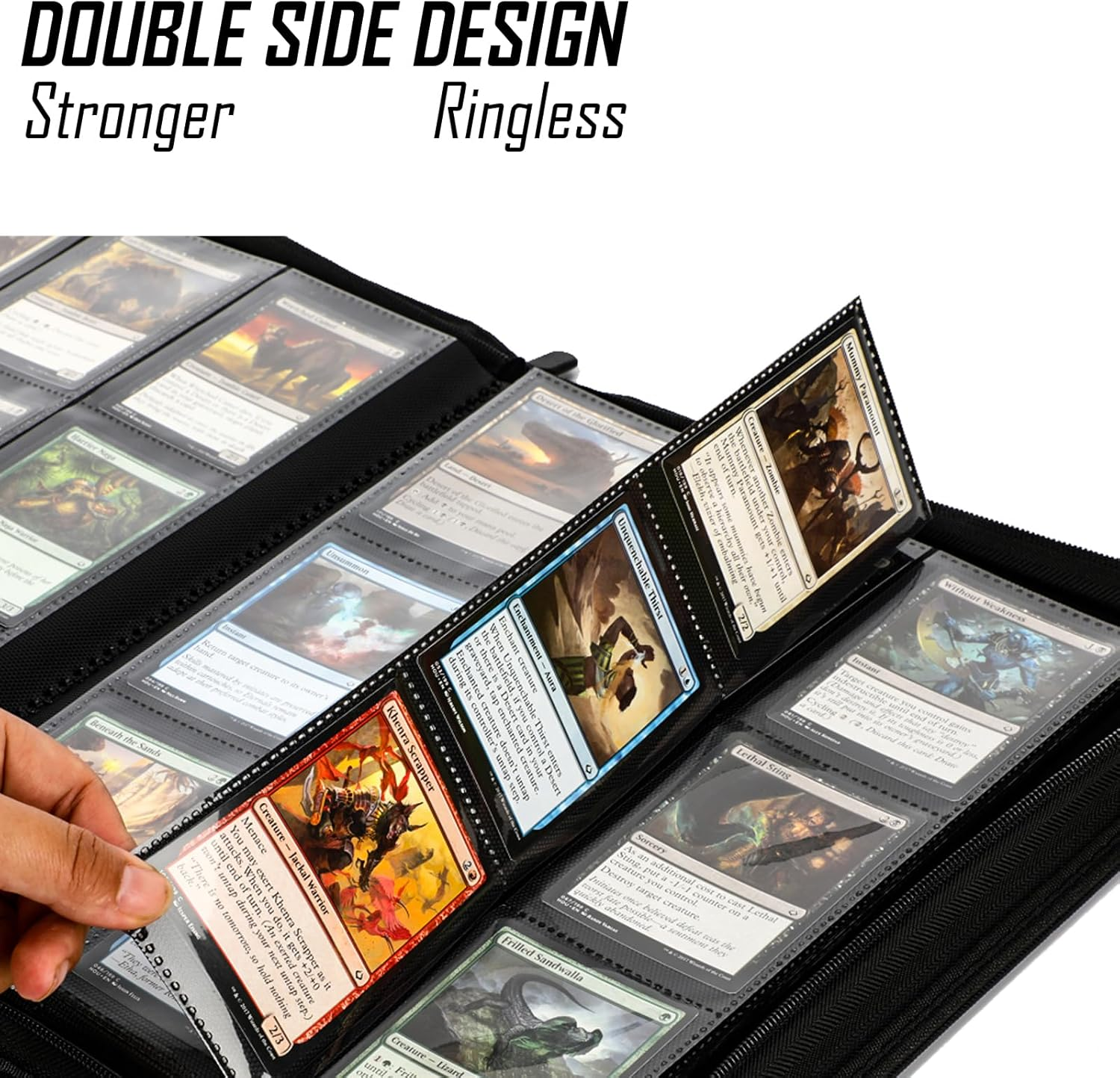 Trading Card Binder, Card Album Hold up to 540 Cards, Zipper Binder for Cards Collection, TCG Card Holder for Game Card, Sports Card, YGO, MTG Etc image number 6