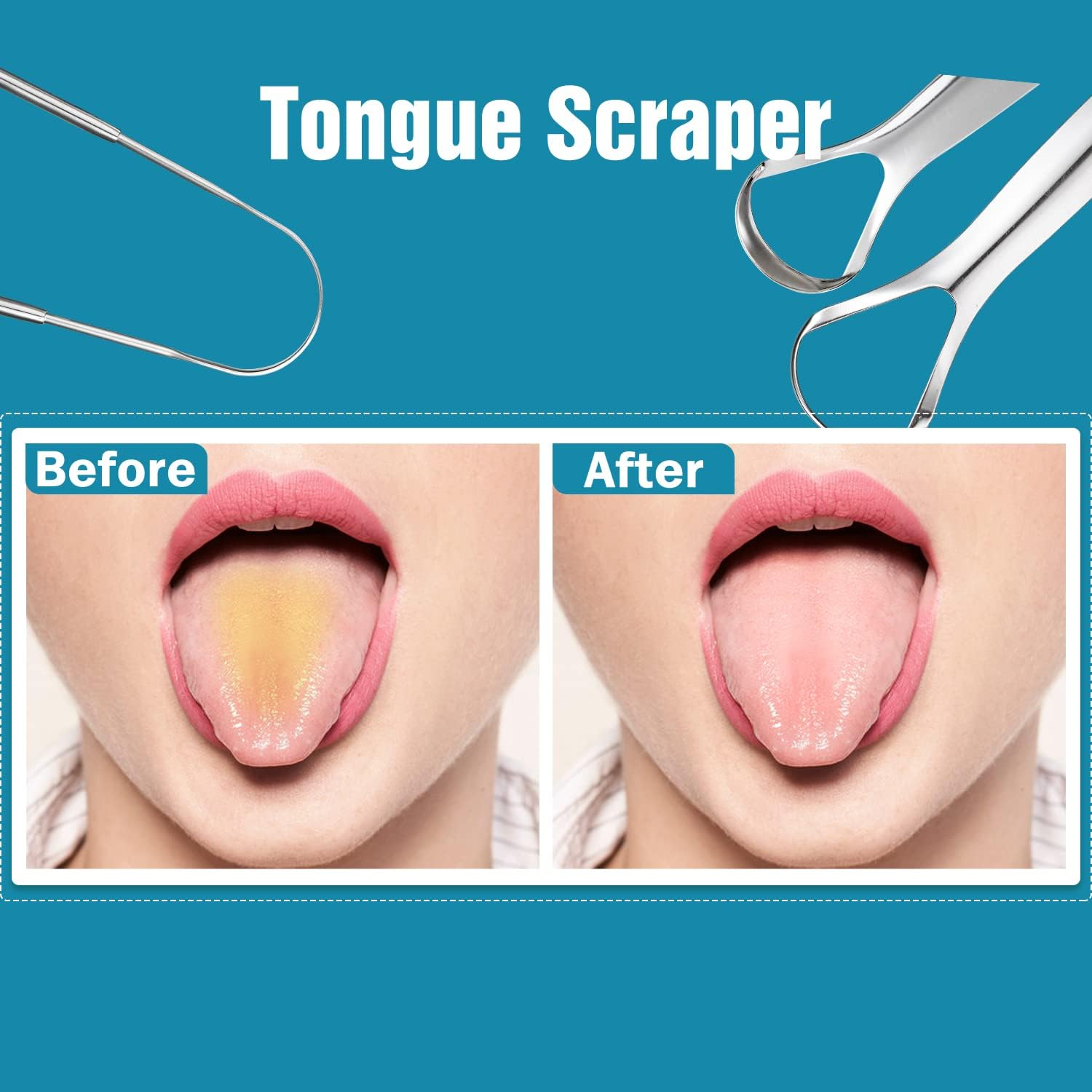 Tongue Cleaner, Portable Tongue Cleaner, Stainless Steel, Easy to Use, Tongue Scraper for Adults and Kids, Professional Tongue Scraper for Fresh Breath in Seconds image number 1