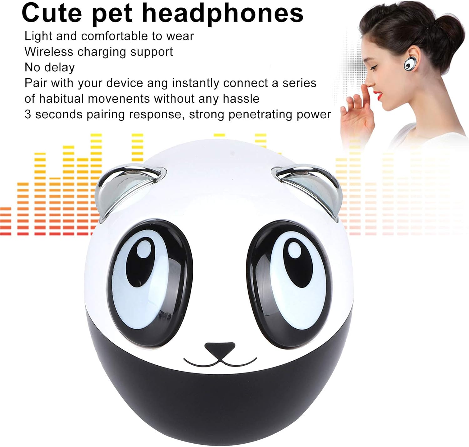 Generic Cute Bear Style Headset, Wireless Mini In-Ear Sports Headset with Charging Set, Comfortable, Special Shape, and Crisp Sound, for Sports and Business Work image number 4