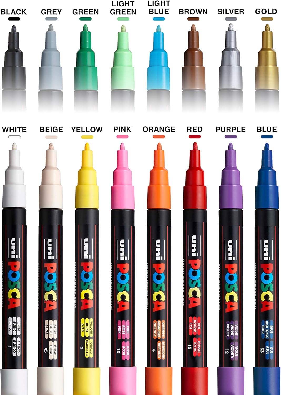 Posca PXPC3M16A Acrylic Paint Marker Set, Fine, Assorted image number 1