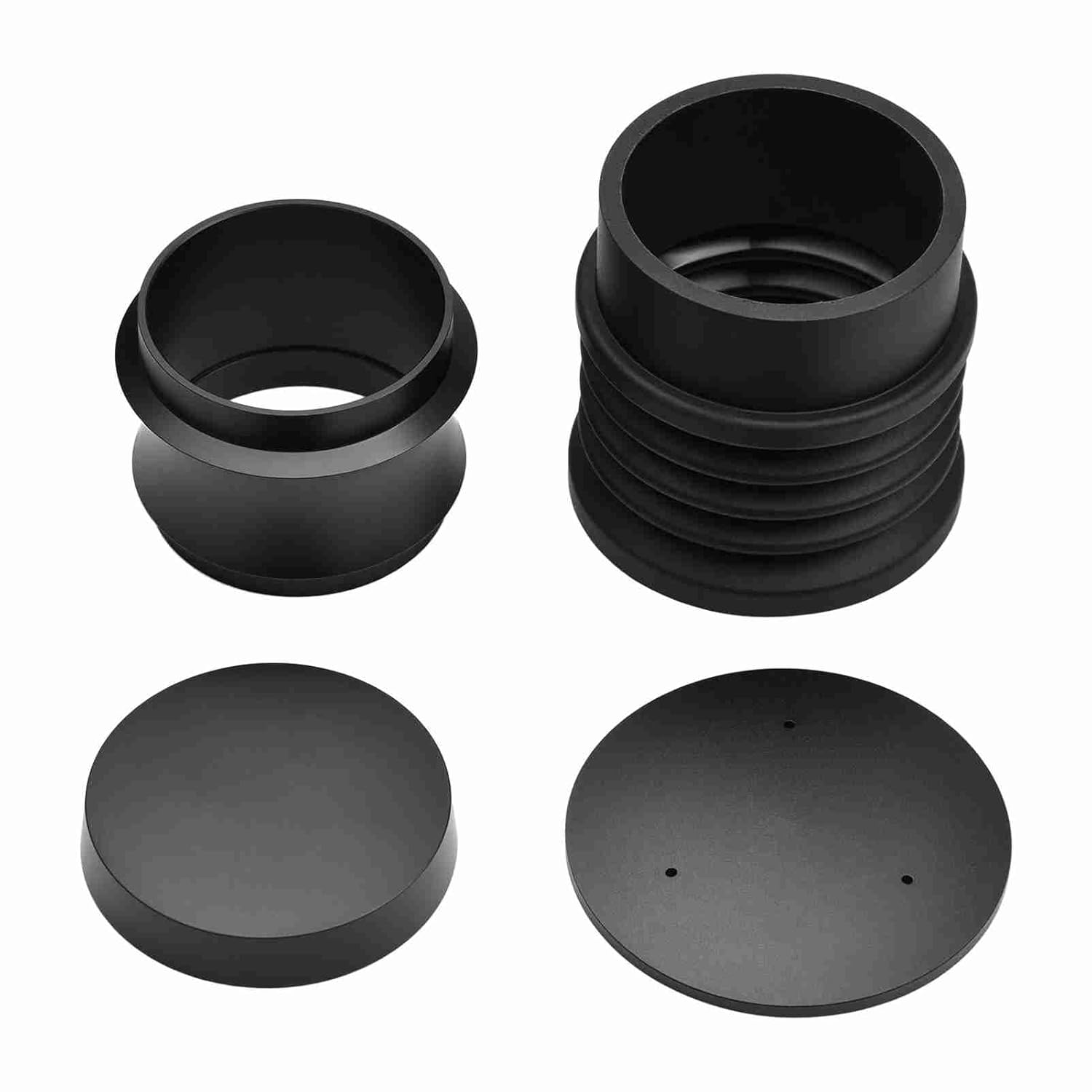 Single Dose Funnel, Espresso Coffee Grinder Dose Funnel Replacement Accessories for Reduce Coffee Grinds Retention with Silicone Bellow, Type: 2, Black, Aluminum Alloy (Type 2)