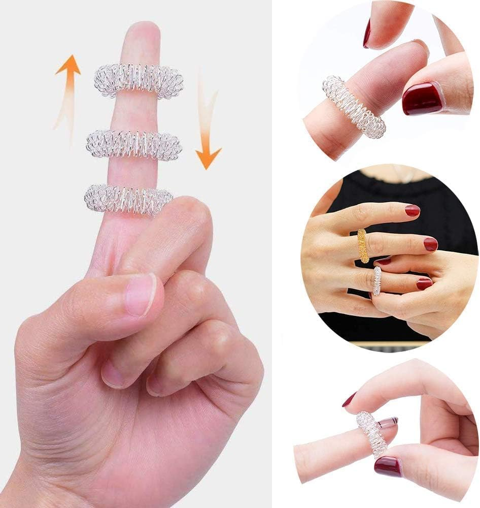 10Pcs Finger Massage Rings,Finger Massage Rings,Stress Relief Rings, Spiky Sensory Finger Rings Set for Teens, Adults, Silent Stress Reducer and Massager(5 Color) image number 4