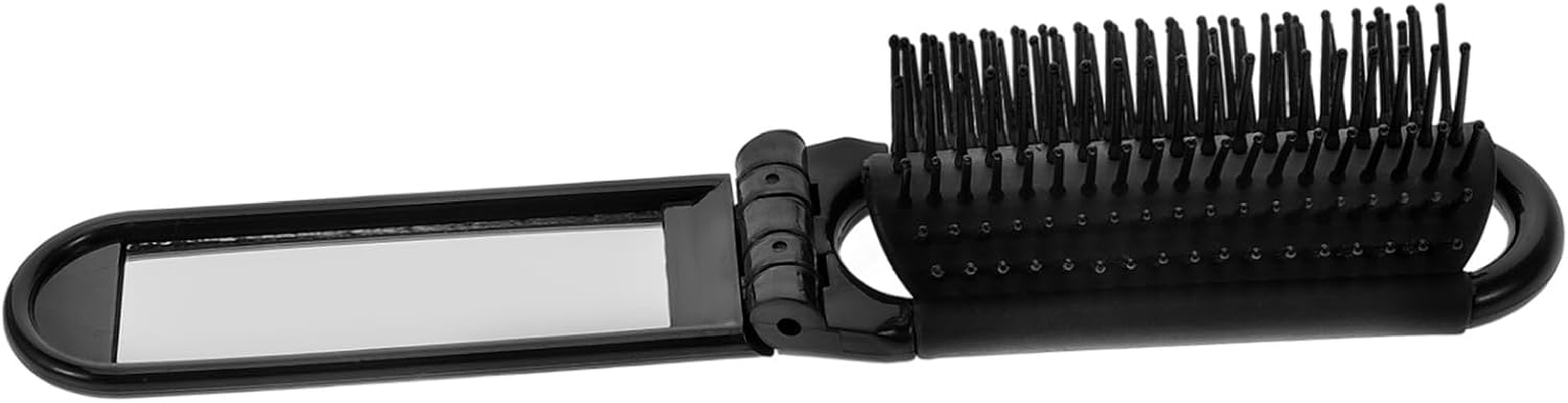 BESTYASH Foldable Hair Brush with Mirror Lightweight Portable Travel Brush for Quick Grooming Compact Design for Purse Gym Swimming and Daily Use Black image number 3