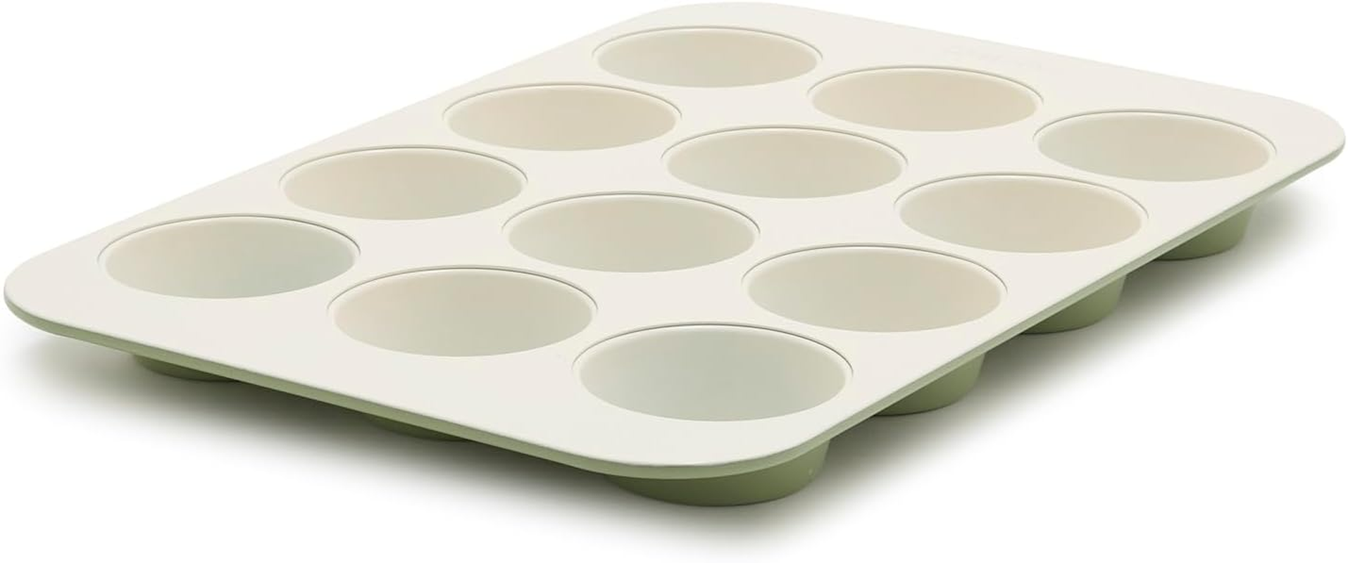 Greenpan Reserve Bakeware 12 Cup Muffin Pan, Ceramic Nonstick Baking Pan, PFAS Free, Gold Handles, Durable Steel, Versatile & Space Saving Ovenware, Freezer to Oven Dish, Sage Green image number 1