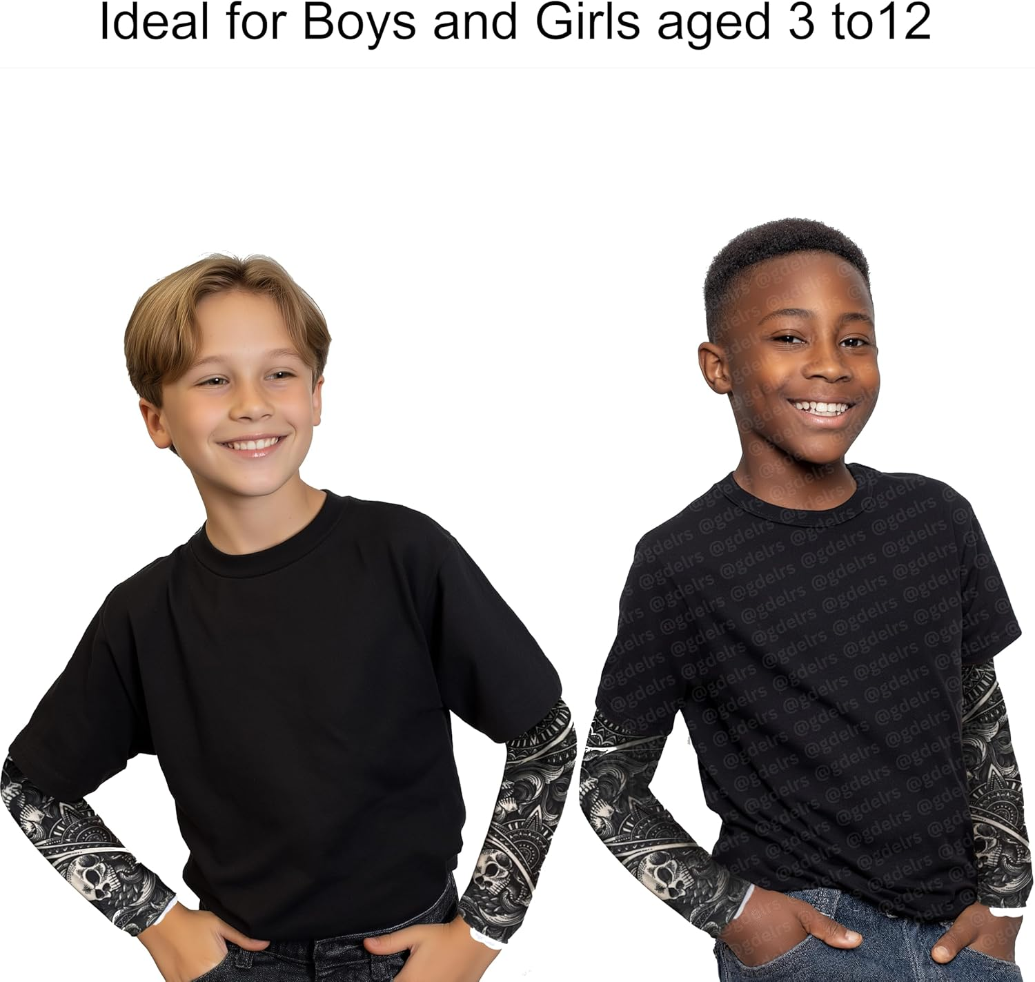 Tatodays Tattoos Sleeves for Kids Womens Small Adults Boys and Girls | 3 PCS Fake Tattoos for Rockstar Viking Pirate Hawaiian Samoan Tribal Gothic Fancy Dress | Womens Kids | Halloween Party