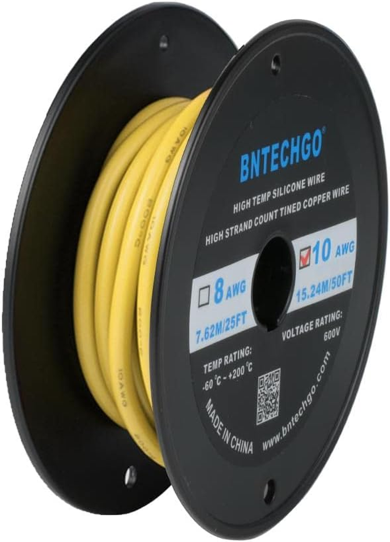 BNTECHGO 10 Gauge Silicone Wire Ultra Flexible 20 Feet High Temp 200 Deg C 600V 10 AWG Silicone Wire 1050 Strands of Tinned Copper Wire Stranded Wire Model Battery Cable Black and Red Each Color 10 Ft