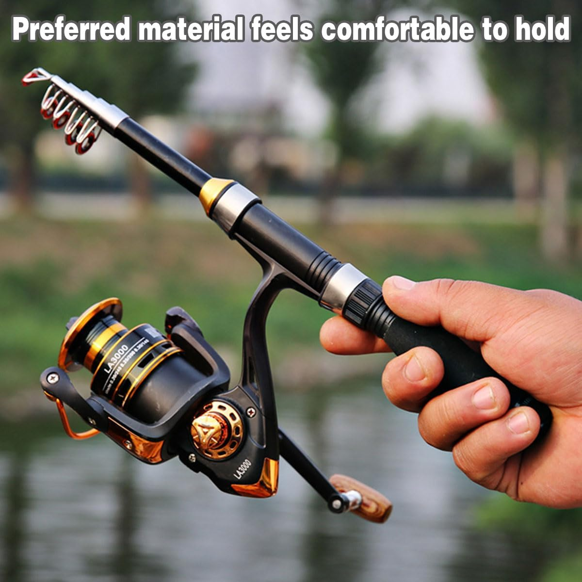 AIMALL Telescopic Pocket Fishing Rod 92.5In & 67.7In Mini Ultra Short Portable Fishing Pole for Sea Lake River Travel with Durable Handle Compact Storage image number 2