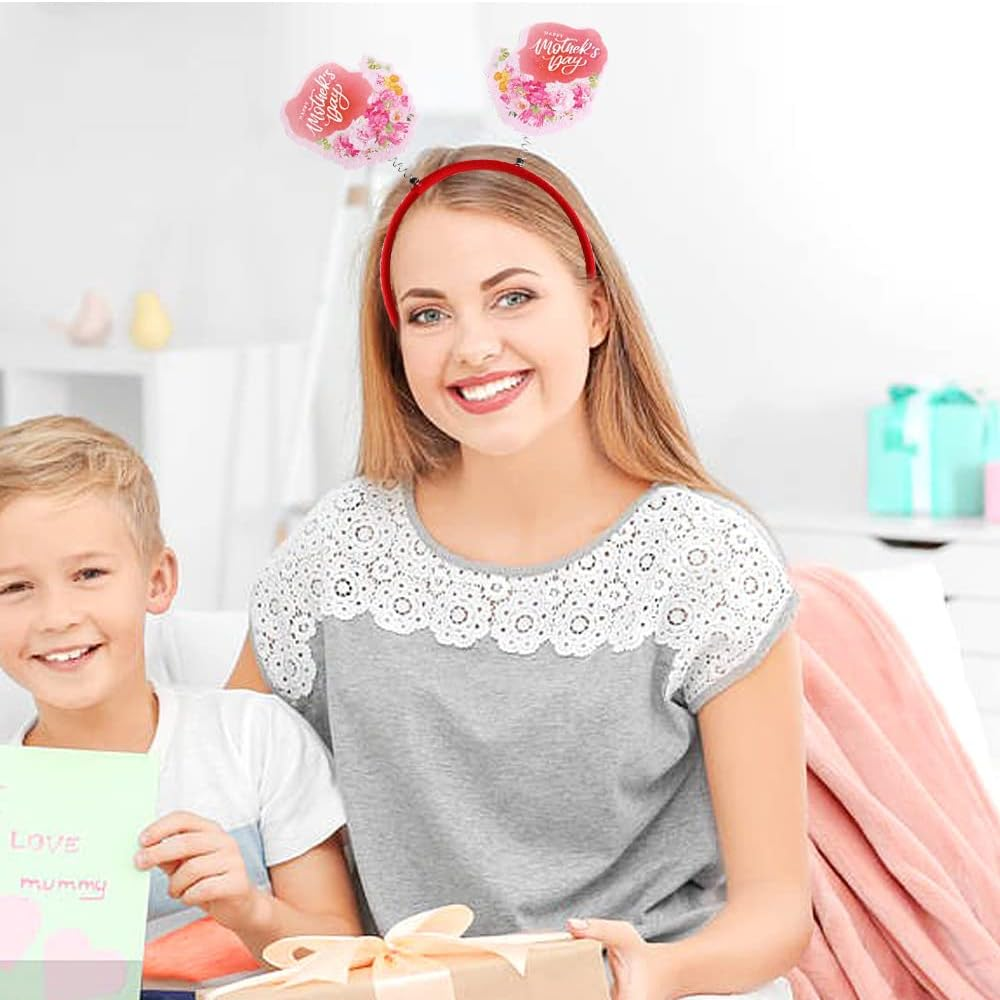 Vocoliday Happy Mother'S Day Headband, Mother'S Day, Heart Headband, Flower Hairband, Mother'S Day Hair Accessories for Birthday, Mother'S Day, Valentine'S Day, Costume, Party Decoration, Pack of 6 image number 1