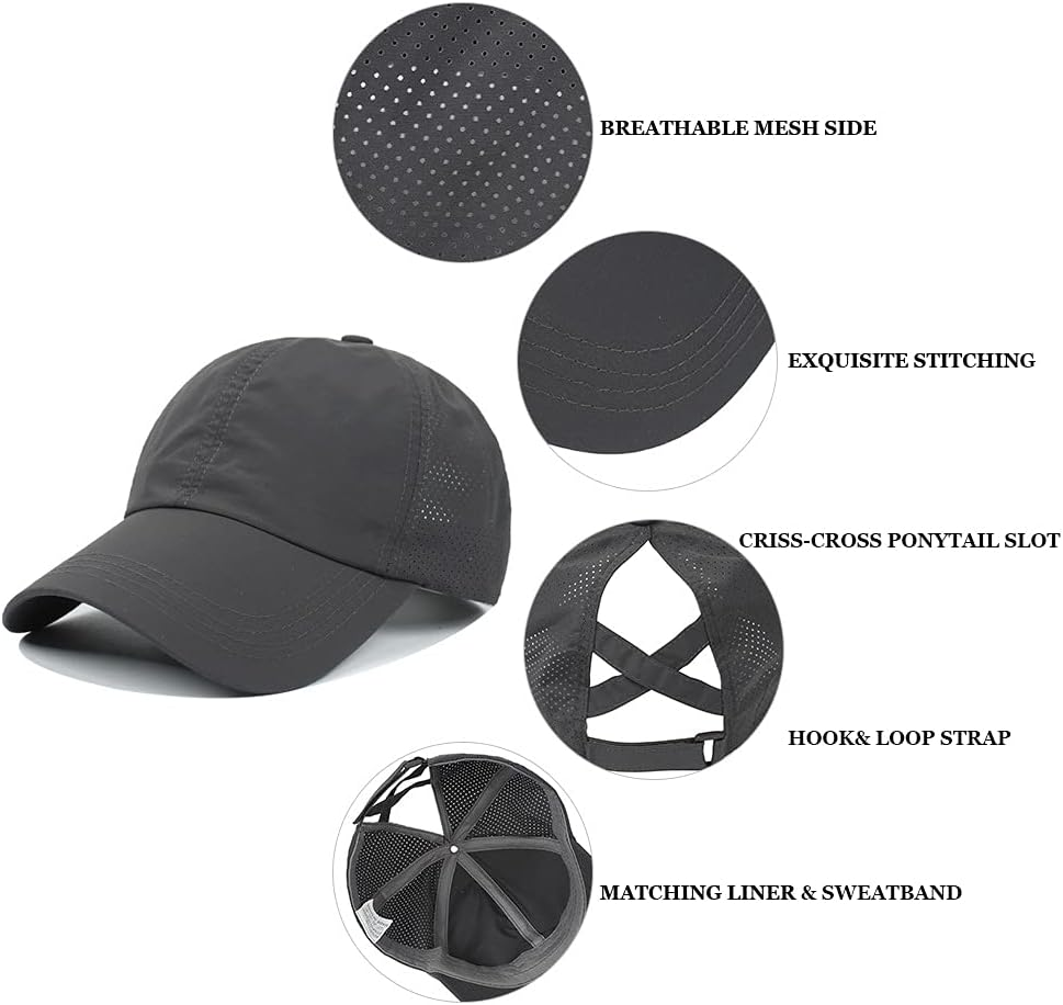 TOPTIE Criss Cross Ponytail Baseball Cap Mesh Quick-Dry Mesh Cooling Ponytail Hat for Women Outdoor Sports-Navy image number 3